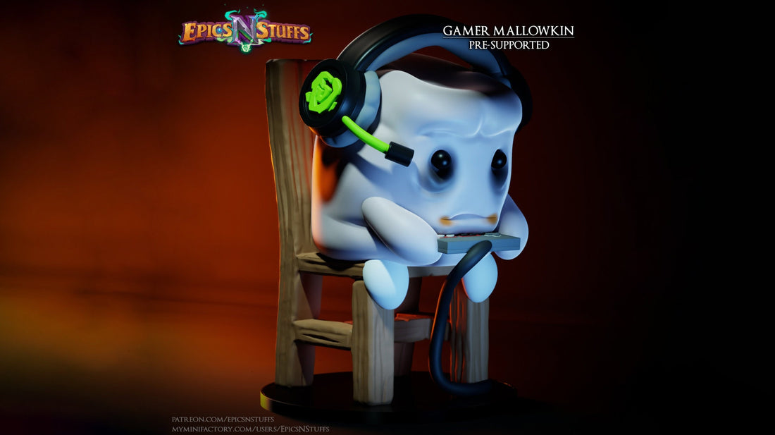 Marshmallow Gamer Miniature | Tabletop RPG Miniature | Epic 'N' Stuff | Roleplaying 3D Printed Fantasy Mini - 3DPrintDen