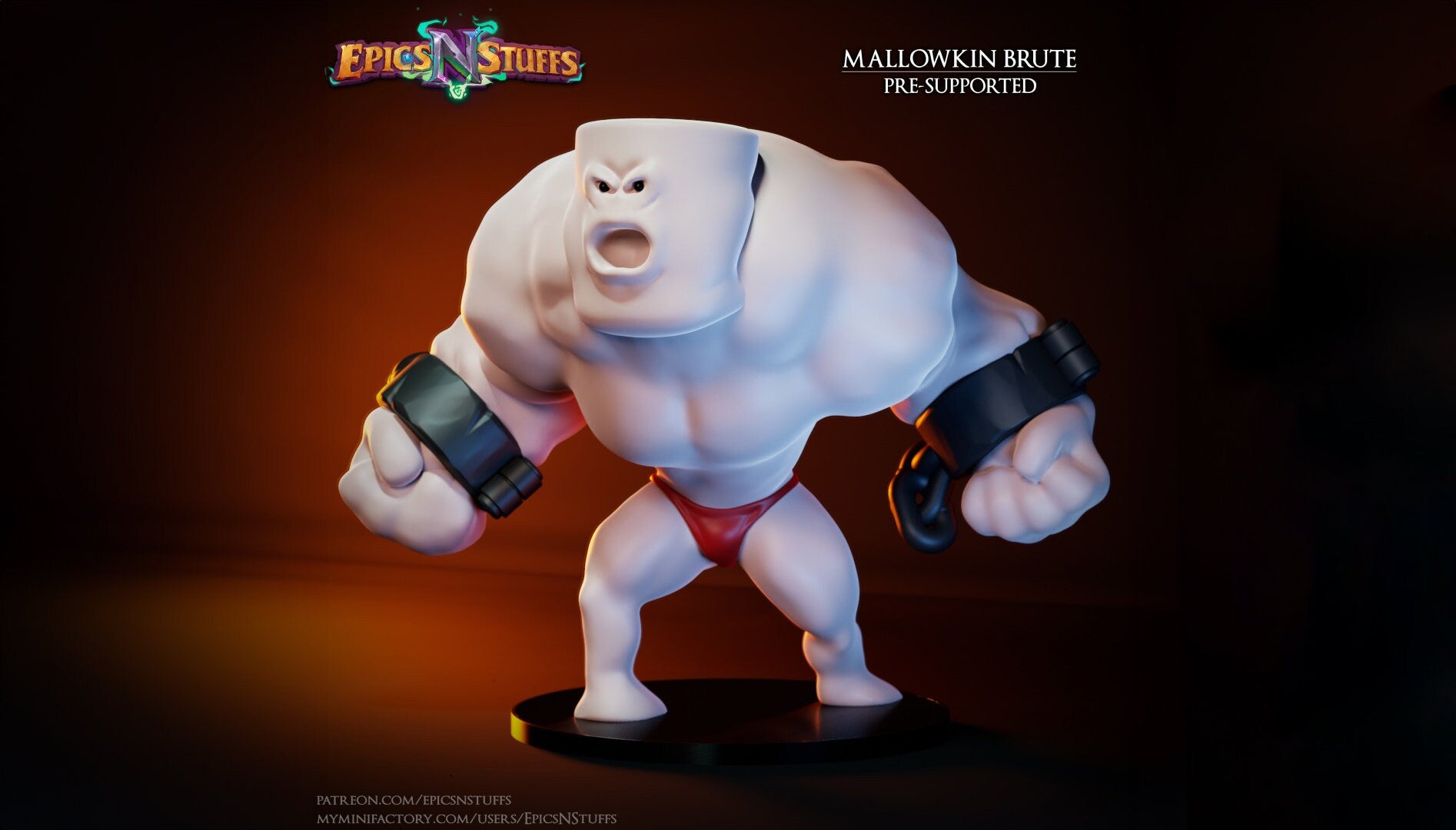 Marshmallow Brute Miniature | Tabletop RPG Miniature | Epic 'N' Stuff | Roleplaying 3D Printed Fantasy Mini - 3DPrintDen