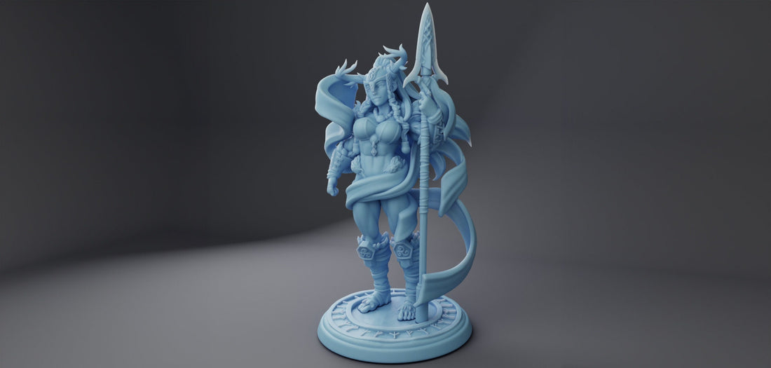 Warrior Goddess Miniature, Styrkja | Twin Goddess Miniatures | Tabletop RPG Miniature | Roleplaying 3D Printed Fantasy Mini - 3DPrintDen