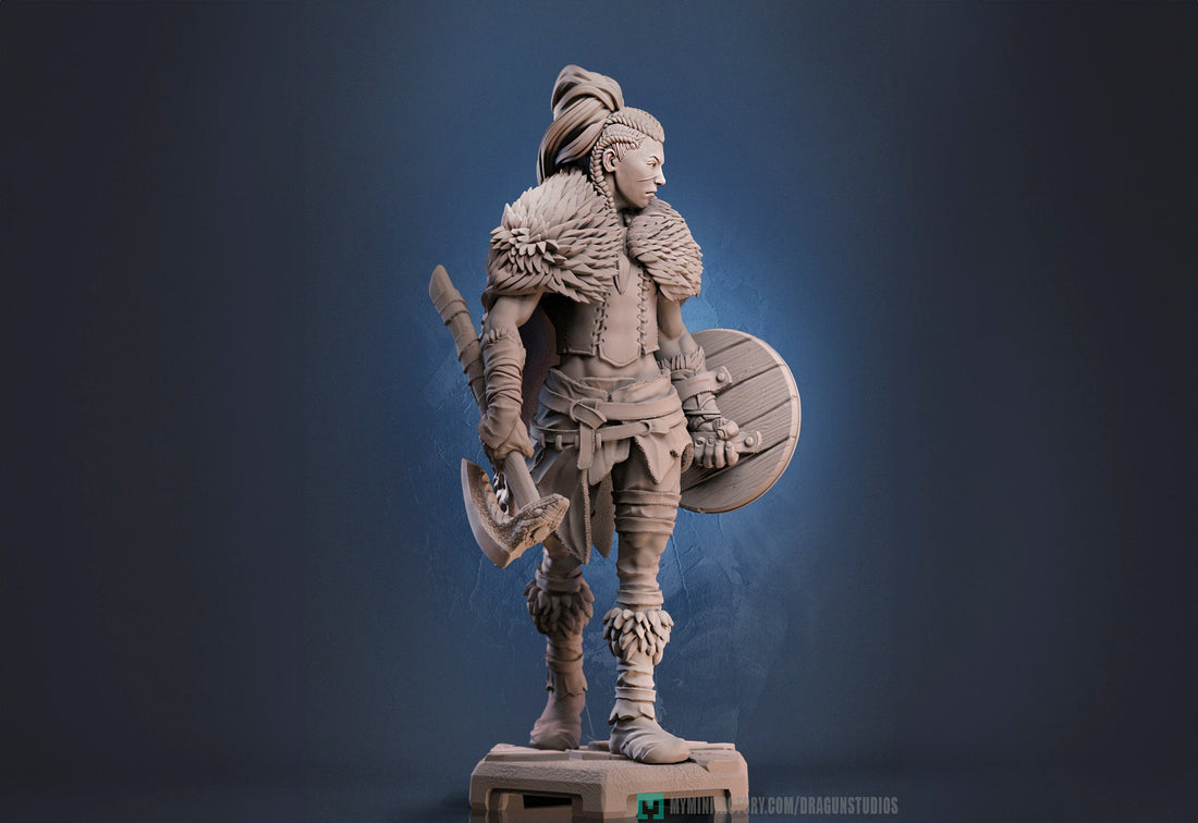 Female Viking Warrior Miniature, Freyja | Dragun Studios | Tabletop RPG Miniature | Roleplaying 3D Printed Fantasy Mini - 3DPrintDen