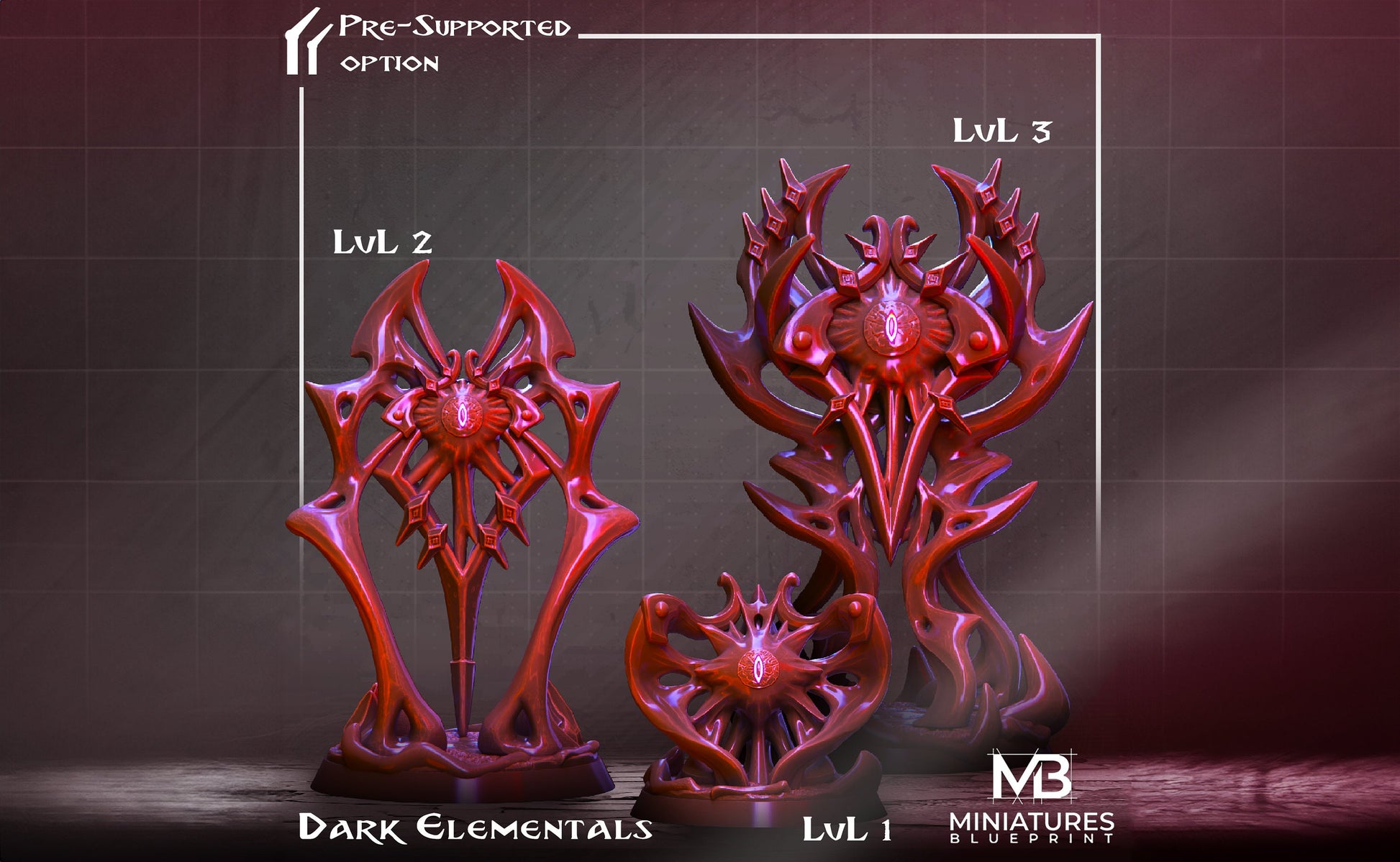 Dark Elemental Miniature | Tabletop RPG Miniature | Miniatures Blueprint | Roleplaying 3D Printed Fantasy Mini - 3DPrintDen