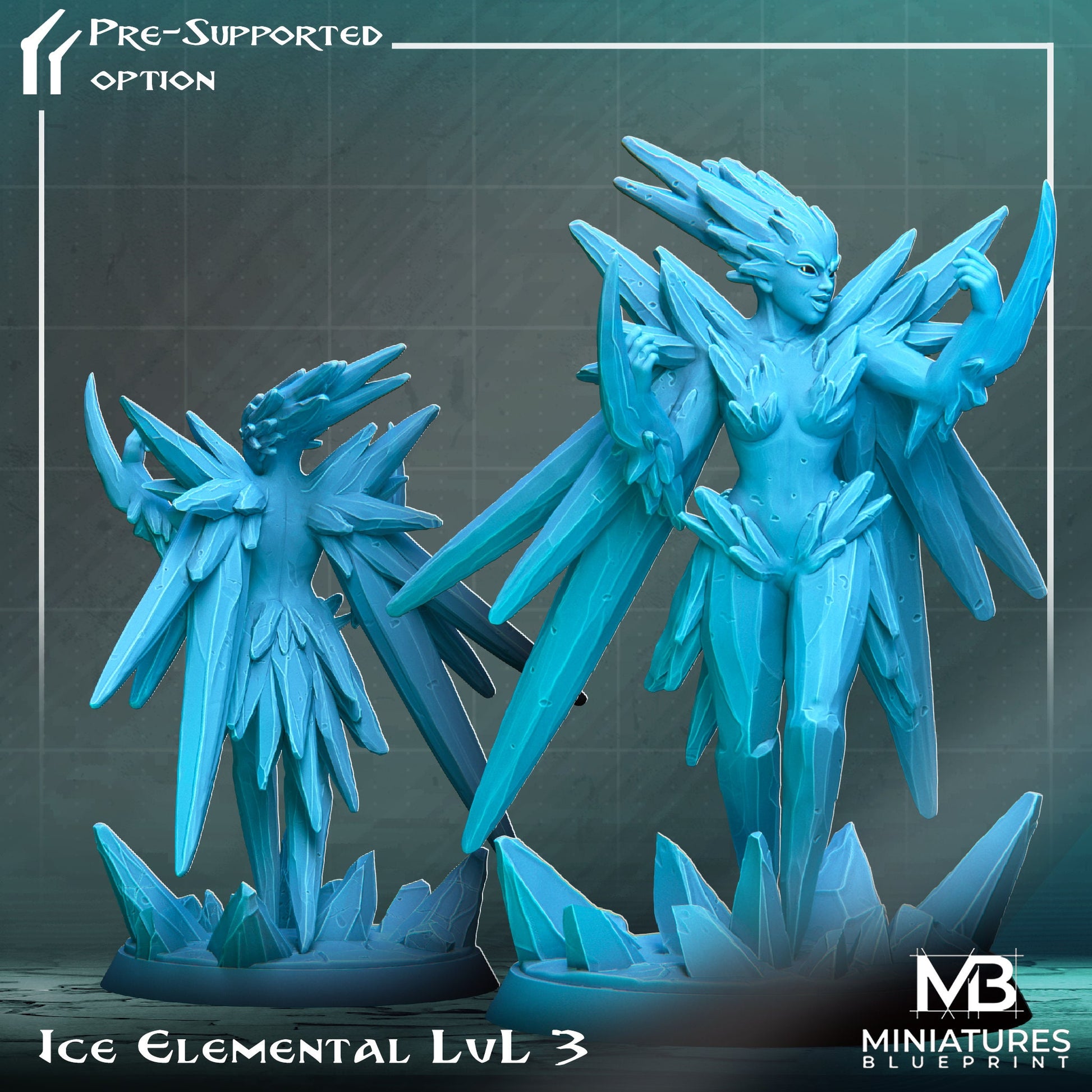 Ice Elemental Miniature | Tabletop RPG Miniature | Miniatures Blueprint | Roleplaying 3D Printed Fantasy Mini - 3DPrintDen