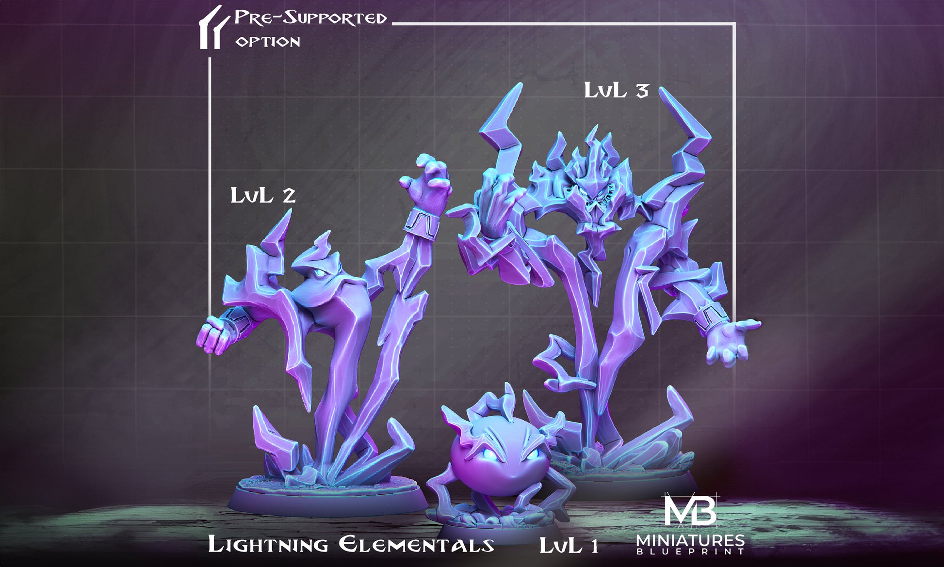 Lightning Elemental Miniature | Tabletop RPG Miniature | Miniatures Blueprint | Roleplaying 3D Printed Fantasy Mini - 3DPrintDen