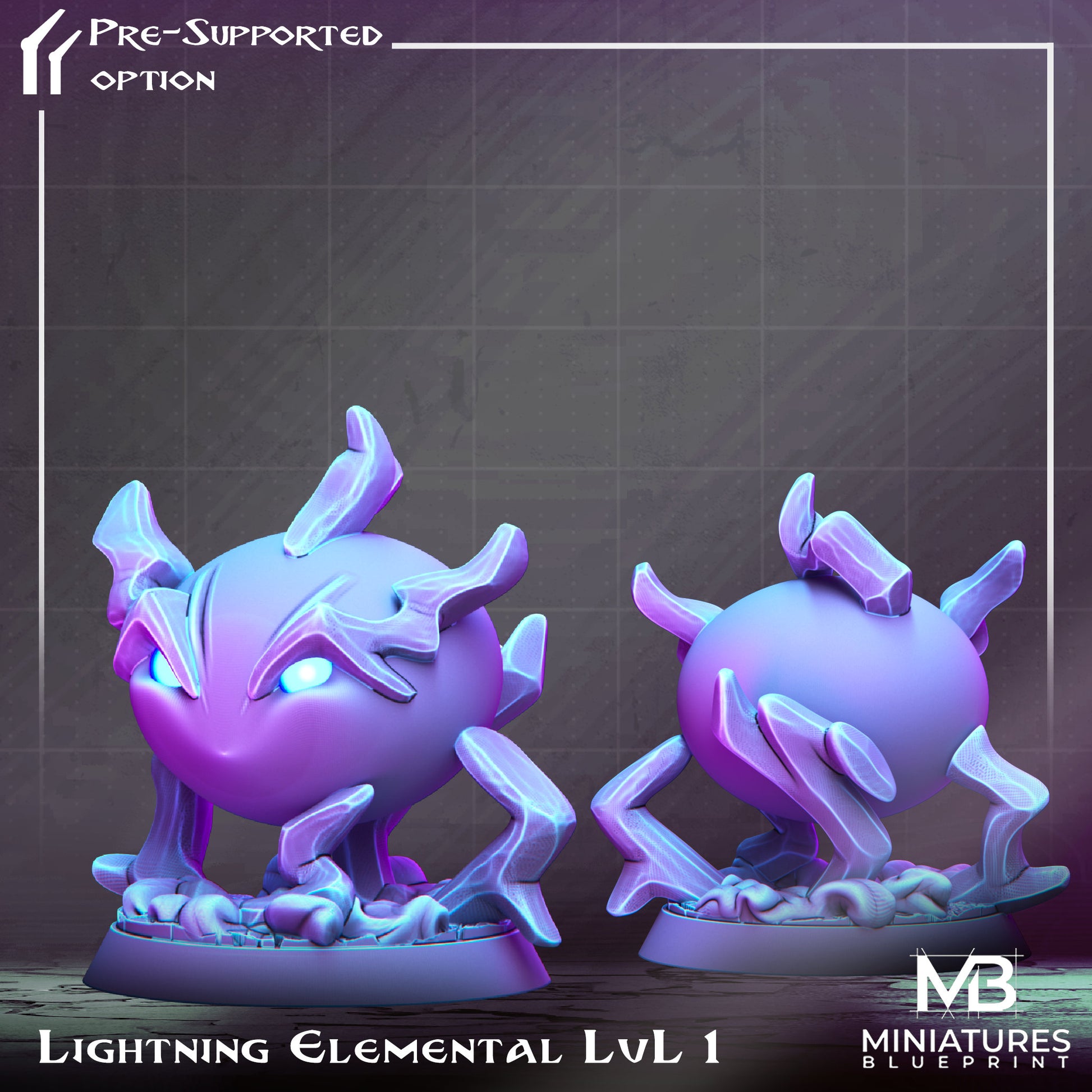 Lightning Elemental Miniature | Tabletop RPG Miniature | Miniatures Blueprint | Roleplaying 3D Printed Fantasy Mini - 3DPrintDen