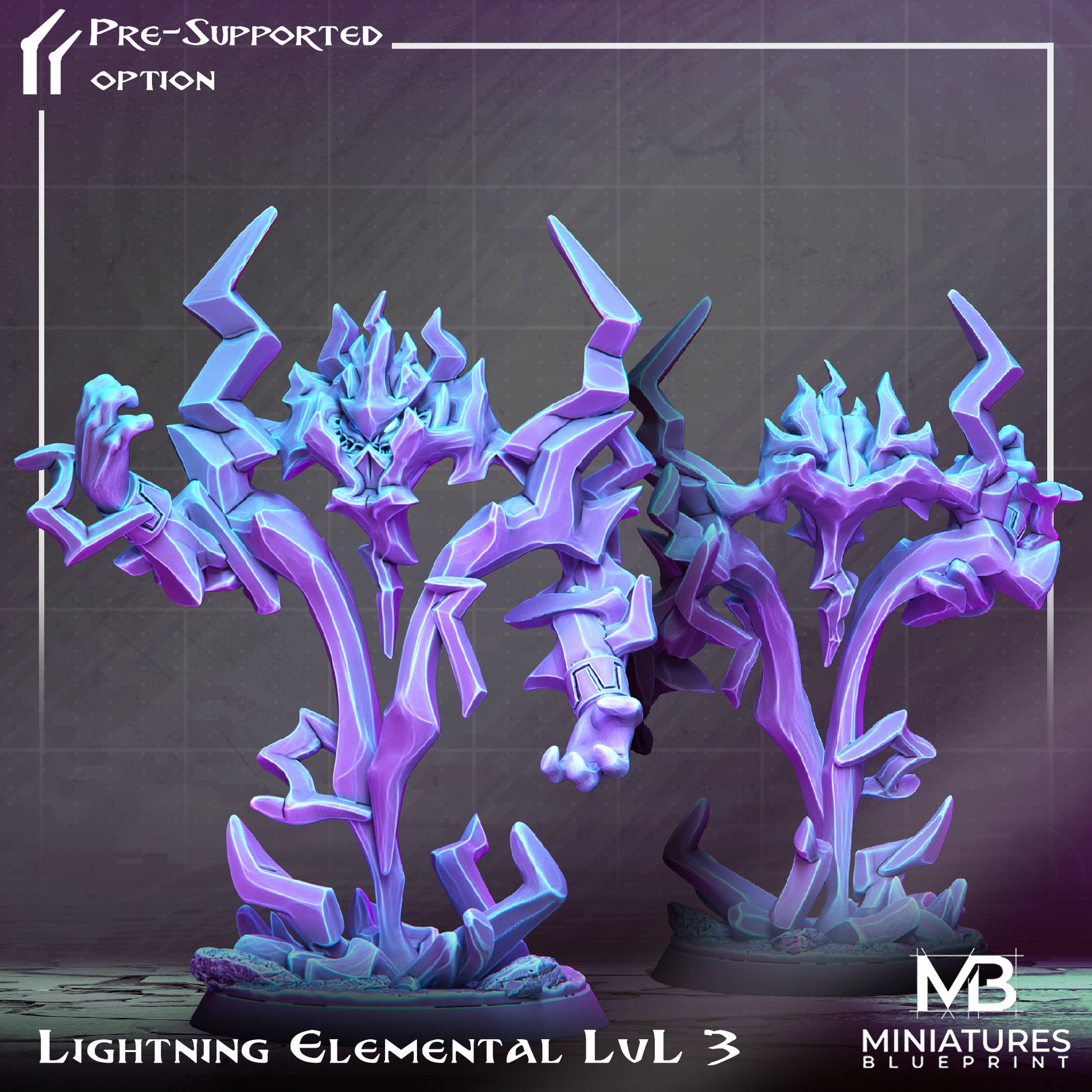 Lightning Elemental Miniature | Tabletop RPG Miniature | Miniatures Blueprint | Roleplaying 3D Printed Fantasy Mini - 3DPrintDen