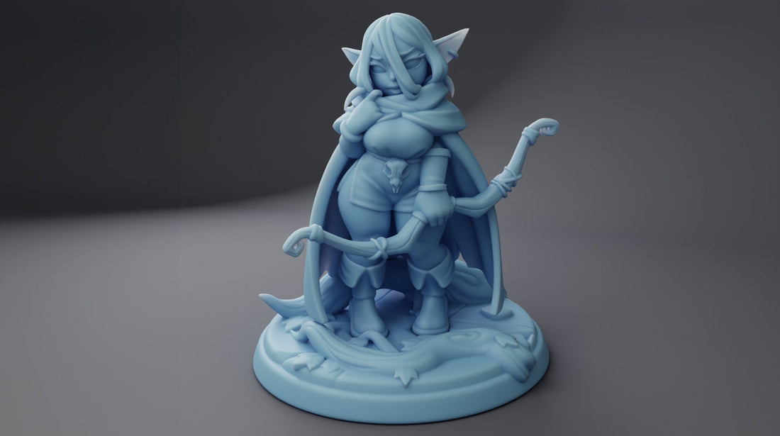 Female Goblin Archer Miniature, Cesti | Twin Goddess Miniatures | Tabletop RPG Miniature | Roleplaying 3D Printed Fantasy Mini - 3DPrintDen