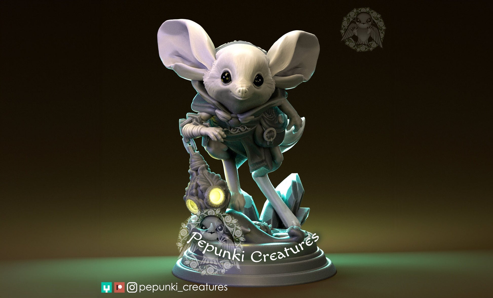 Jerboa Adventurer Miniature | Tabletop RPG Miniature | Pepunki Creatures | Roleplaying 3D Printed Fantasy Mini - 3DPrintDen