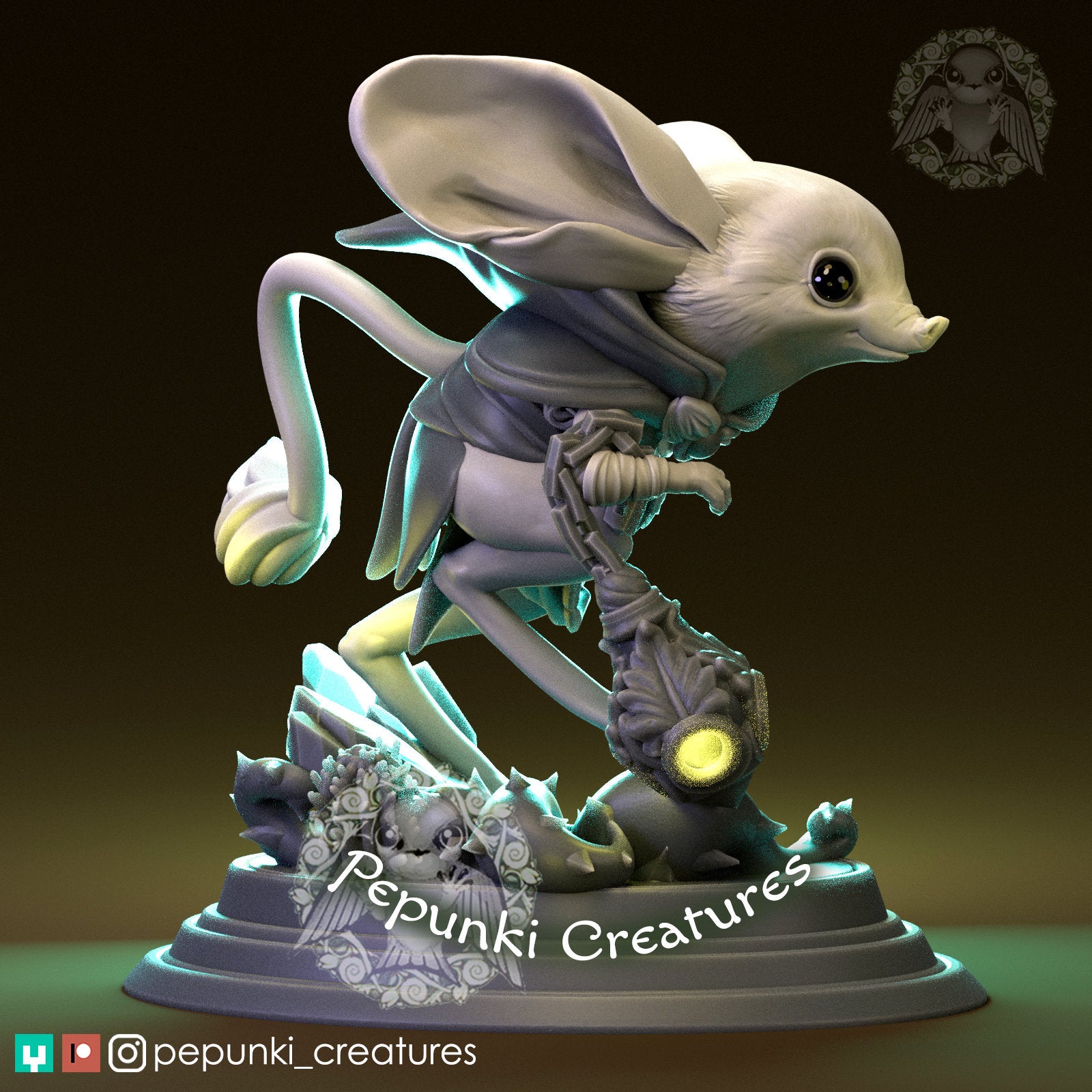 Jerboa Adventurer Miniature | Tabletop RPG Miniature | Pepunki Creatures | Roleplaying 3D Printed Fantasy Mini - 3DPrintDen