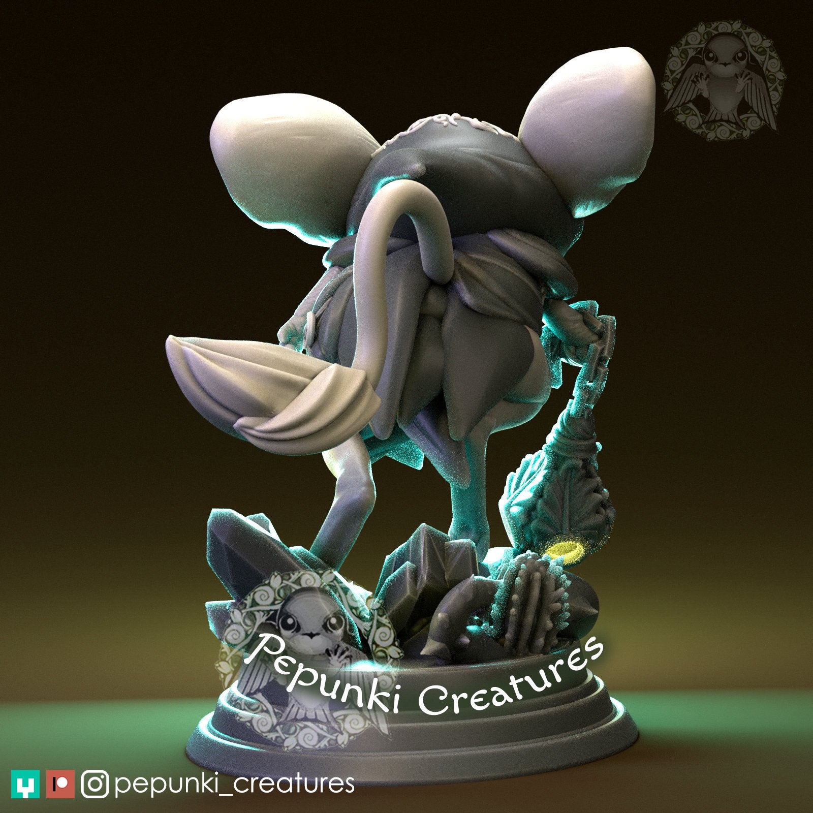 Jerboa Adventurer Miniature | Tabletop RPG Miniature | Pepunki Creatures | Roleplaying 3D Printed Fantasy Mini - 3DPrintDen