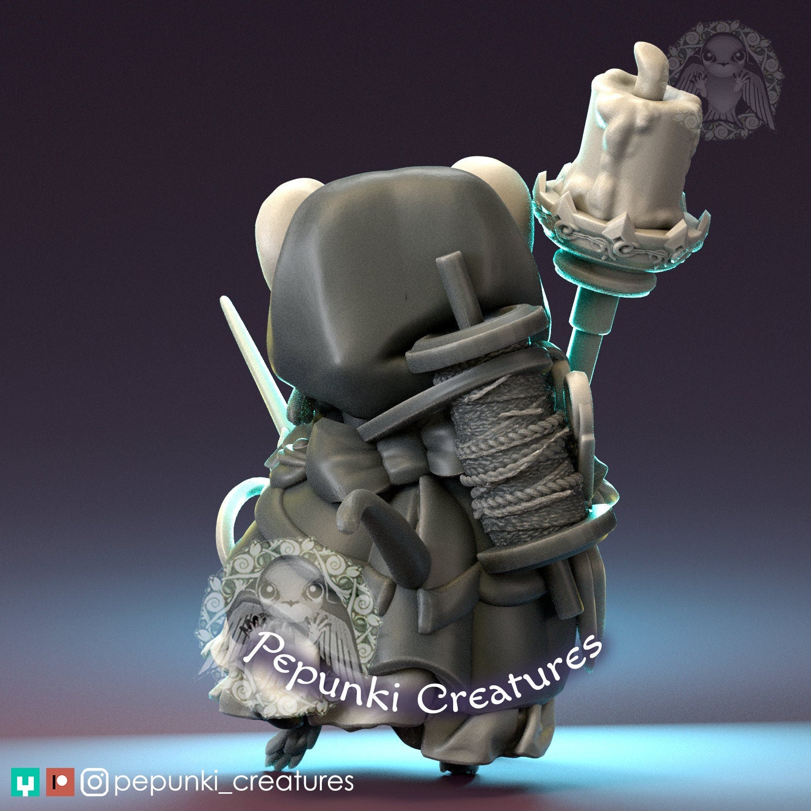 Mouse Seamstress Miniature | Tabletop RPG Miniature | Pepunki Creatures | Roleplaying 3D Printed Fantasy Mini - 3DPrintDen