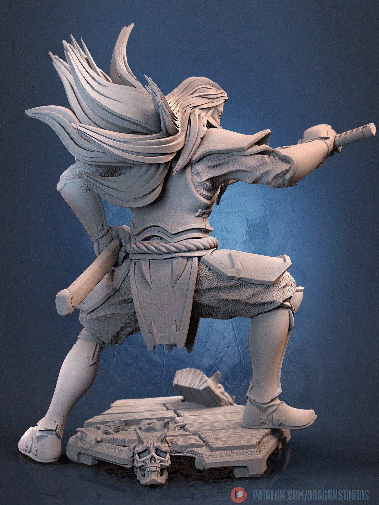 Samurai Miniature, Kagekiyo | Dragun Studios | Tabletop RPG Miniature | Roleplaying 3D Printed Fantasy Mini - 3DPrintDen