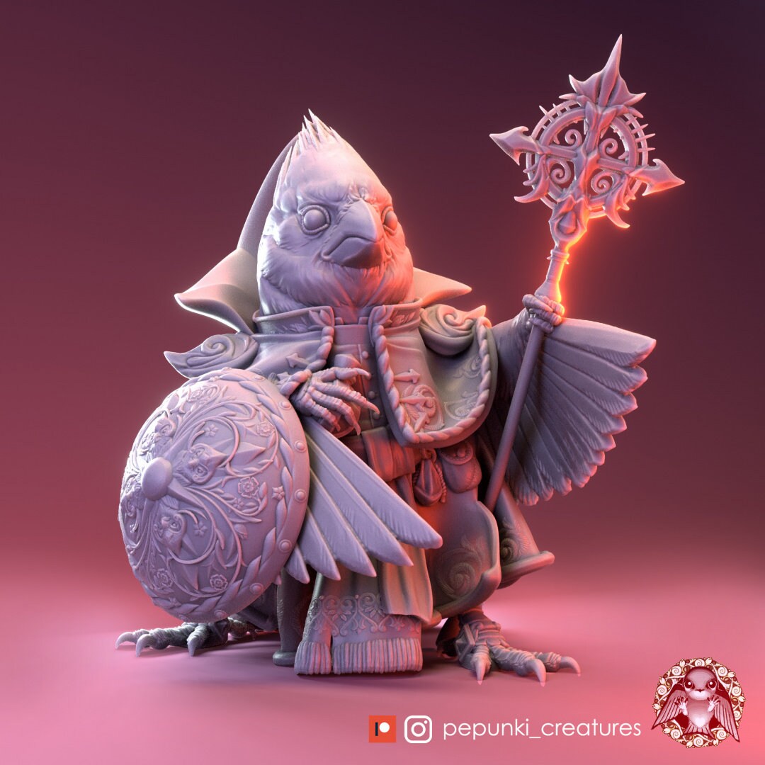 Cardinal Cardinal Miniature | Tabletop RPG Miniature | Pepunki Creatures | Roleplaying 3D Printed Fantasy Mini - 3DPrintDen