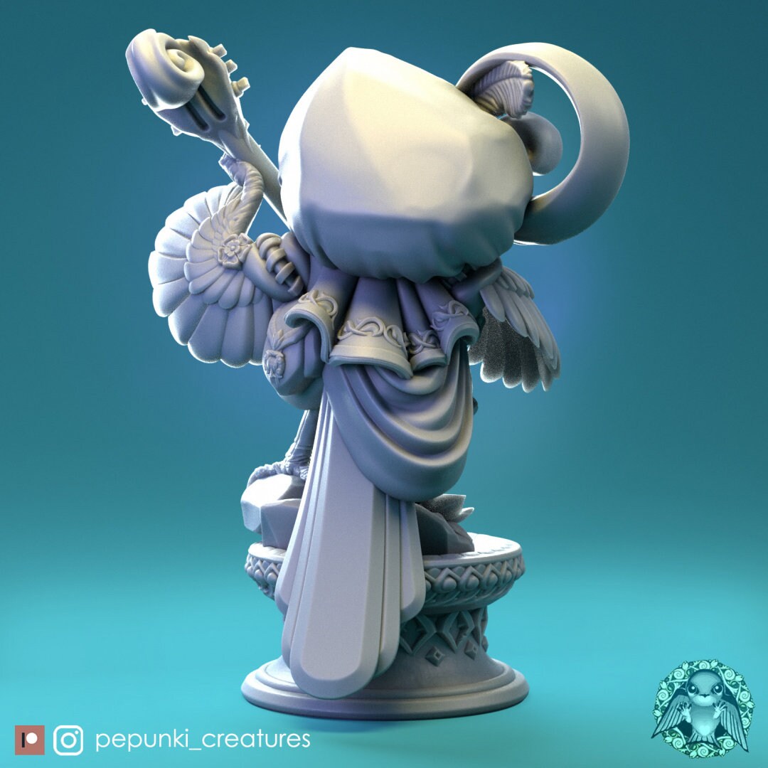 Bird Bard Miniature | Tabletop RPG Miniature | Pepunki Creatures | Roleplaying 3D Printed Fantasy Mini - 3DPrintDen