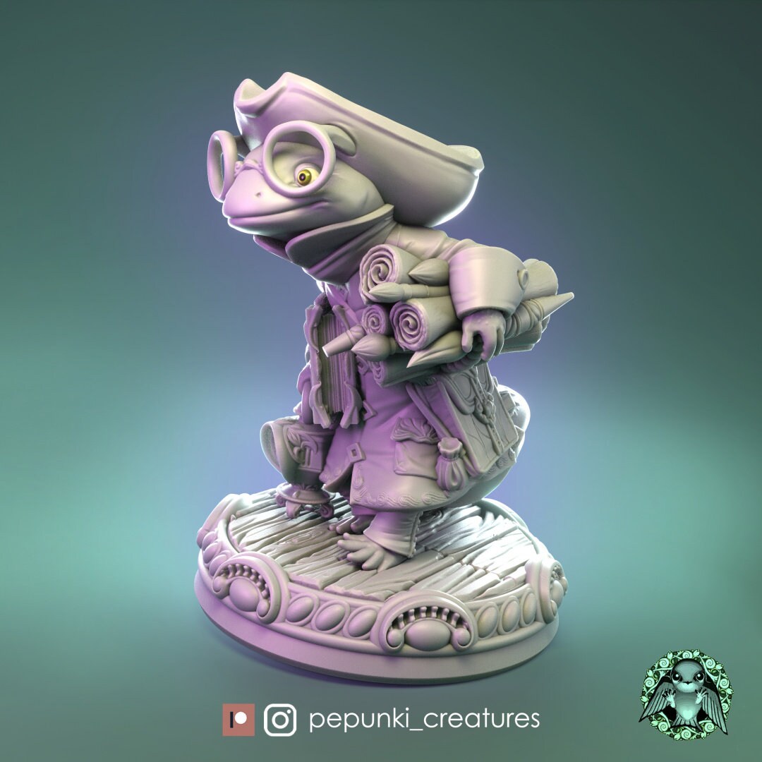 Newt Scientist Miniature, John | Tabletop RPG Miniature | Pepunki Creatures | Roleplaying 3D Printed Fantasy Mini - 3DPrintDen