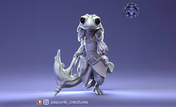 Gecko Mage Miniature | Tabletop RPG Miniature | Pepunki Creatures | Roleplaying 3D Printed Fantasy Mini - 3DPrintDen