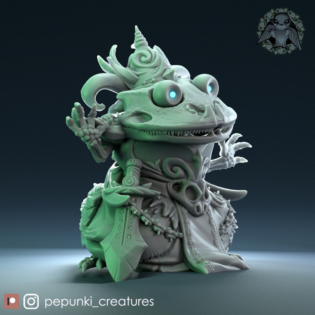 Frog Lich Miniature | Tabletop RPG Miniature | Pepunki Creatures | Roleplaying 3D Printed Fantasy Mini - 3DPrintDen