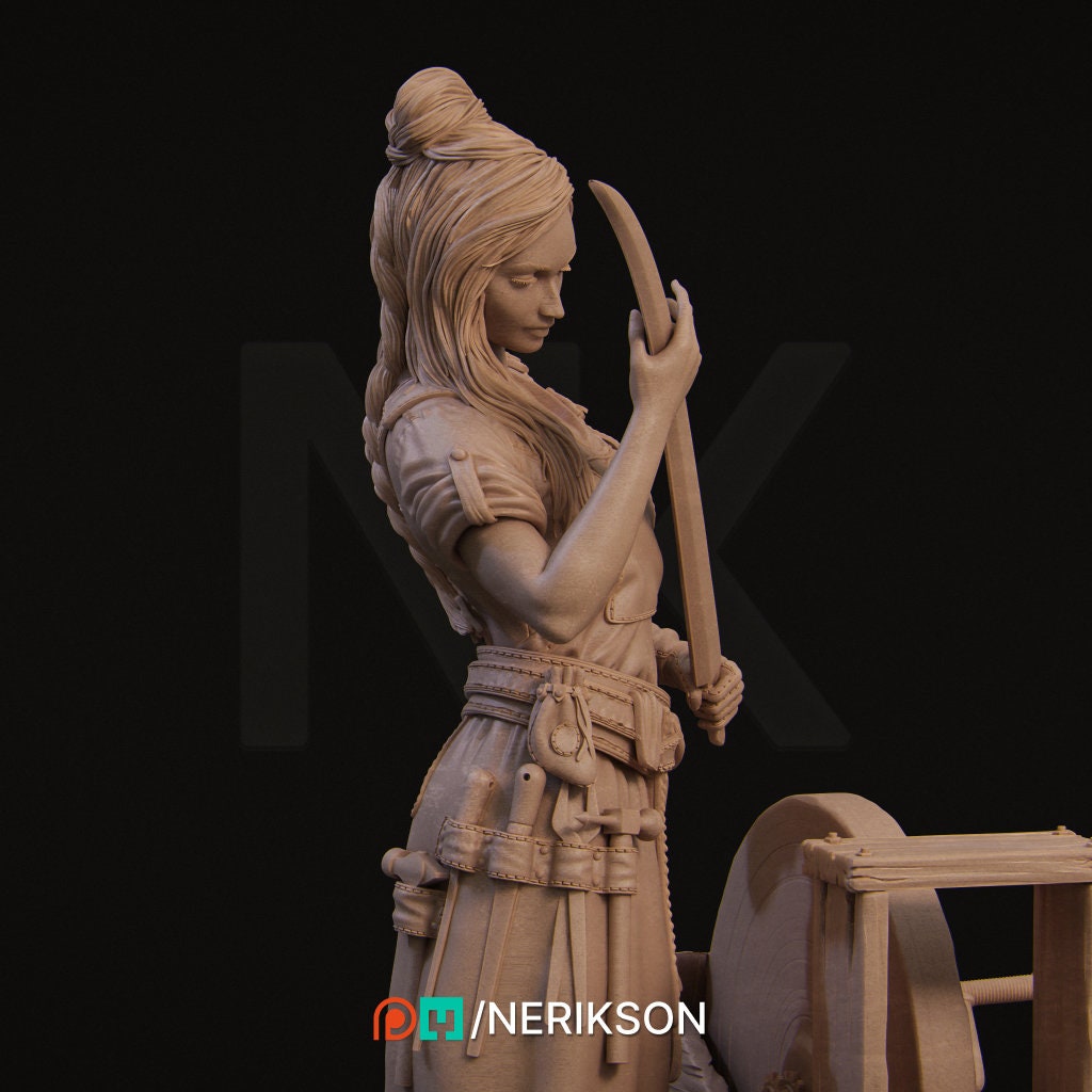 Female Blacksmith Miniature, Lara | Tabletop RPG Miniature | Nerikson | Roleplaying 3D Printed Fantasy Mini - 3DPrintDen