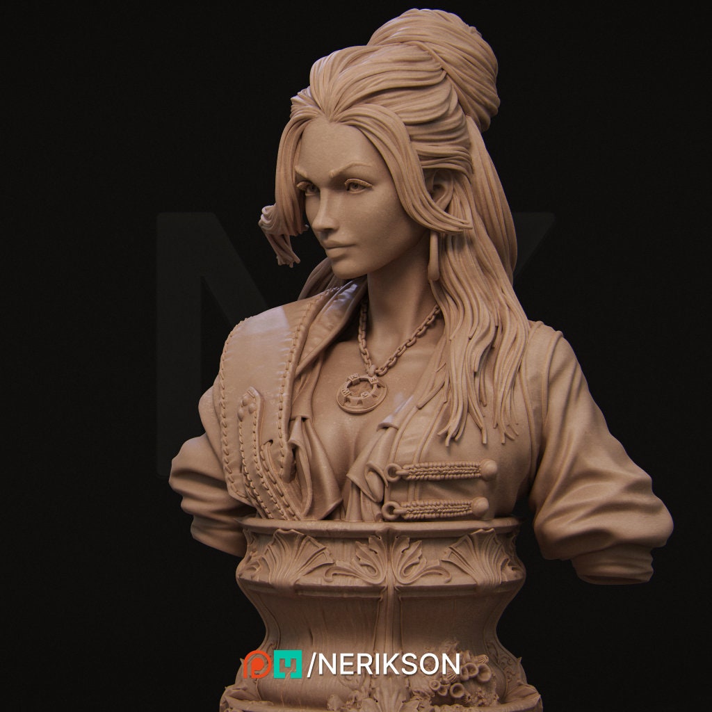 Female Pirate Bust, Mariana | Tabletop RPG Miniature | Nerikson | Roleplaying 3D Printed Fantasy Mini - 3DPrintDen