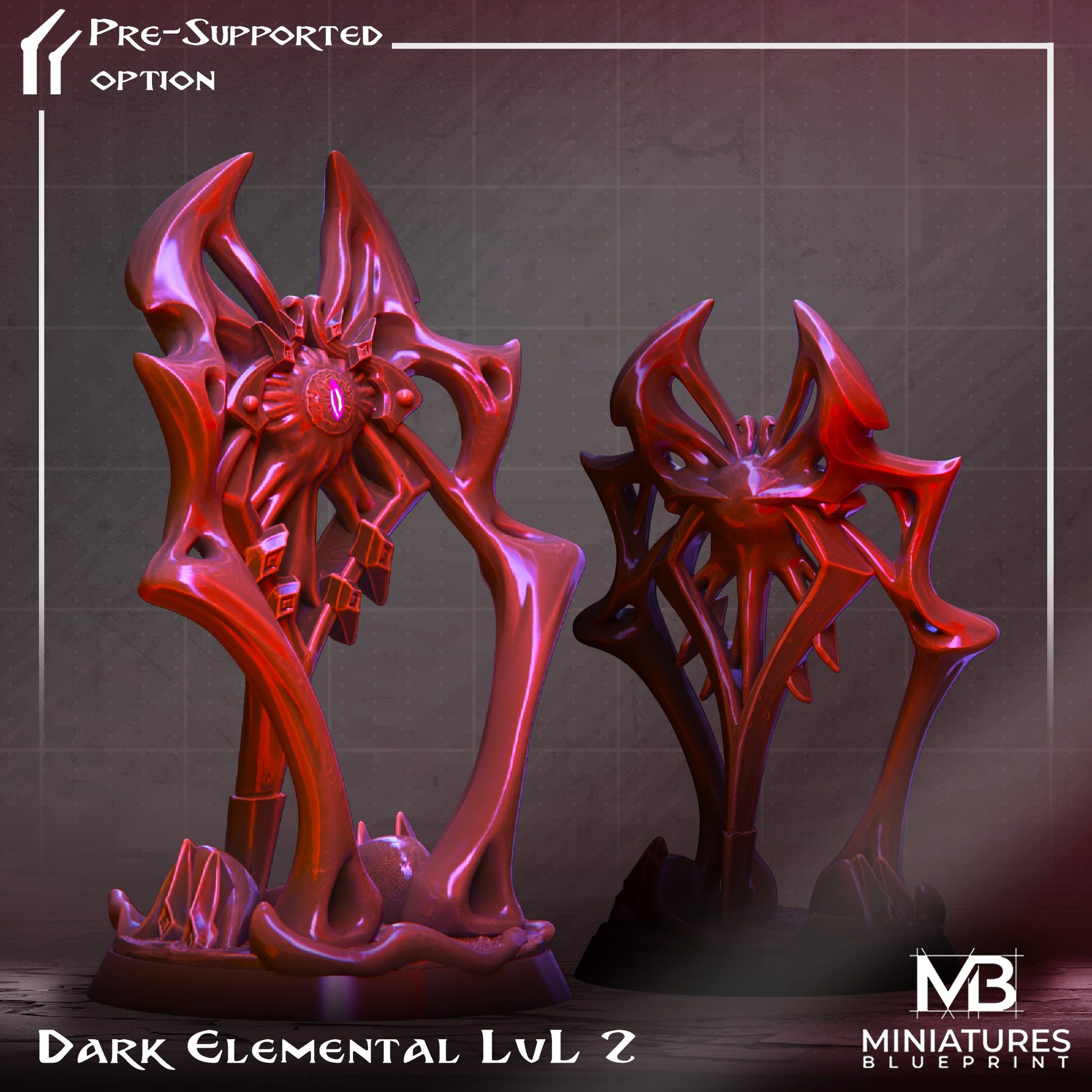 Dark Elemental Miniature | Tabletop RPG Miniature | Miniatures Blueprint | Roleplaying 3D Printed Fantasy Mini - 3DPrintDen