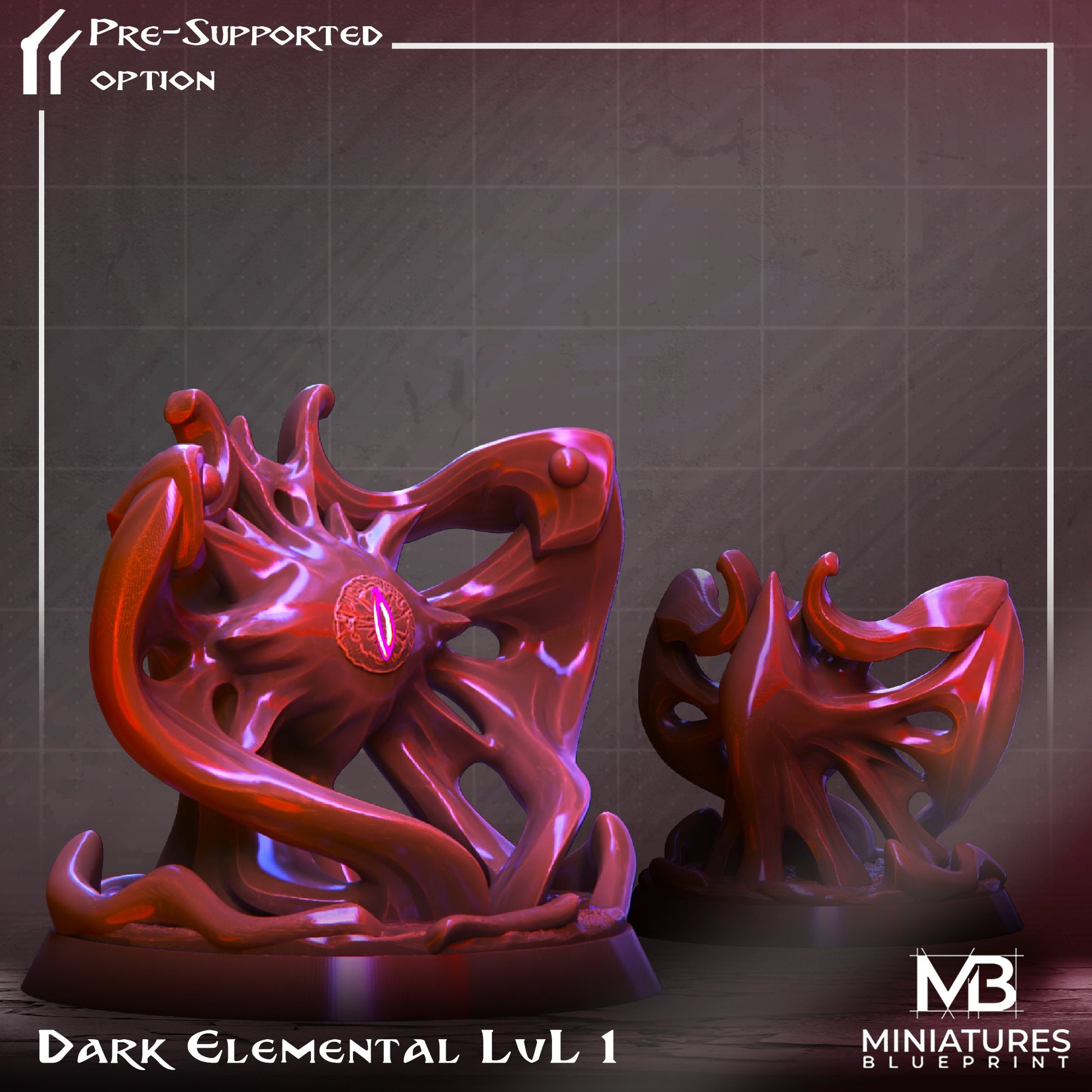 Dark Elemental Miniature | Tabletop RPG Miniature | Miniatures Blueprint | Roleplaying 3D Printed Fantasy Mini - 3DPrintDen