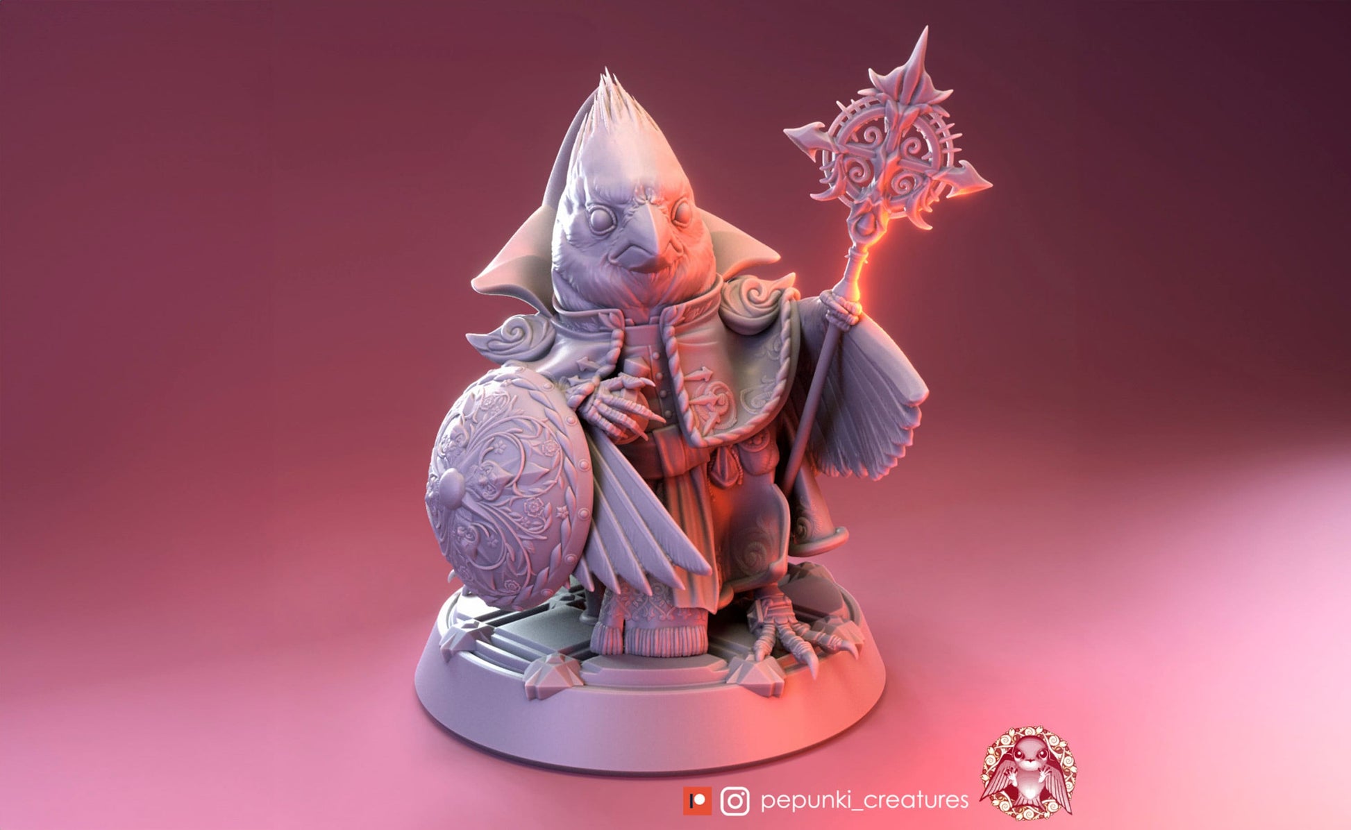 Cardinal Cardinal Miniature | Tabletop RPG Miniature | Pepunki Creatures | Roleplaying 3D Printed Fantasy Mini - 3DPrintDen