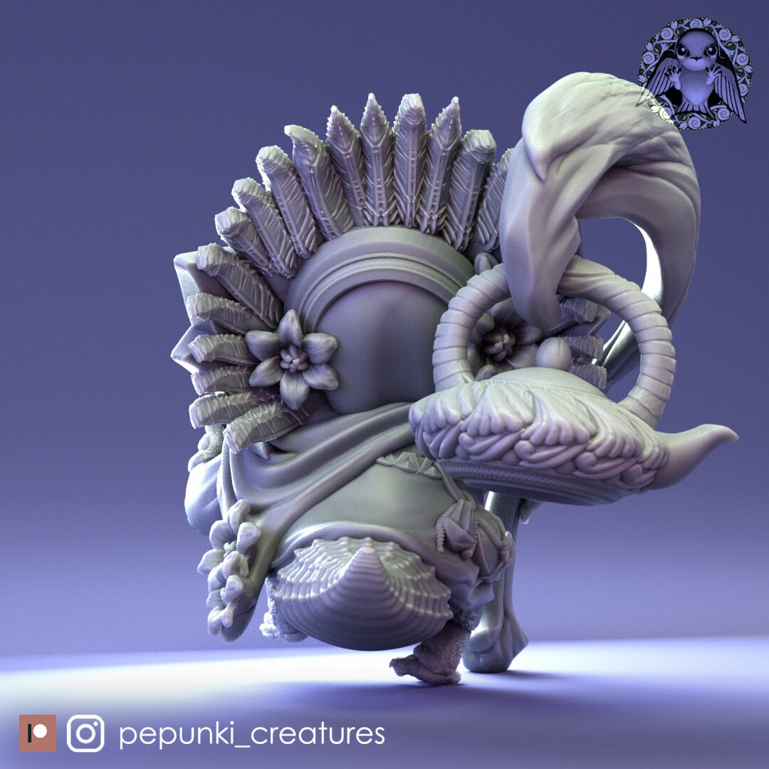 Gecko Shaman Miniature | Tabletop RPG Miniature | Pepunki Creatures | Roleplaying 3D Printed Fantasy Mini - 3DPrintDen