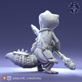 Gecko Spearman Miniature | Tabletop RPG Miniature | Pepunki Creatures | Roleplaying 3D Printed Fantasy Mini - 3DPrintDen