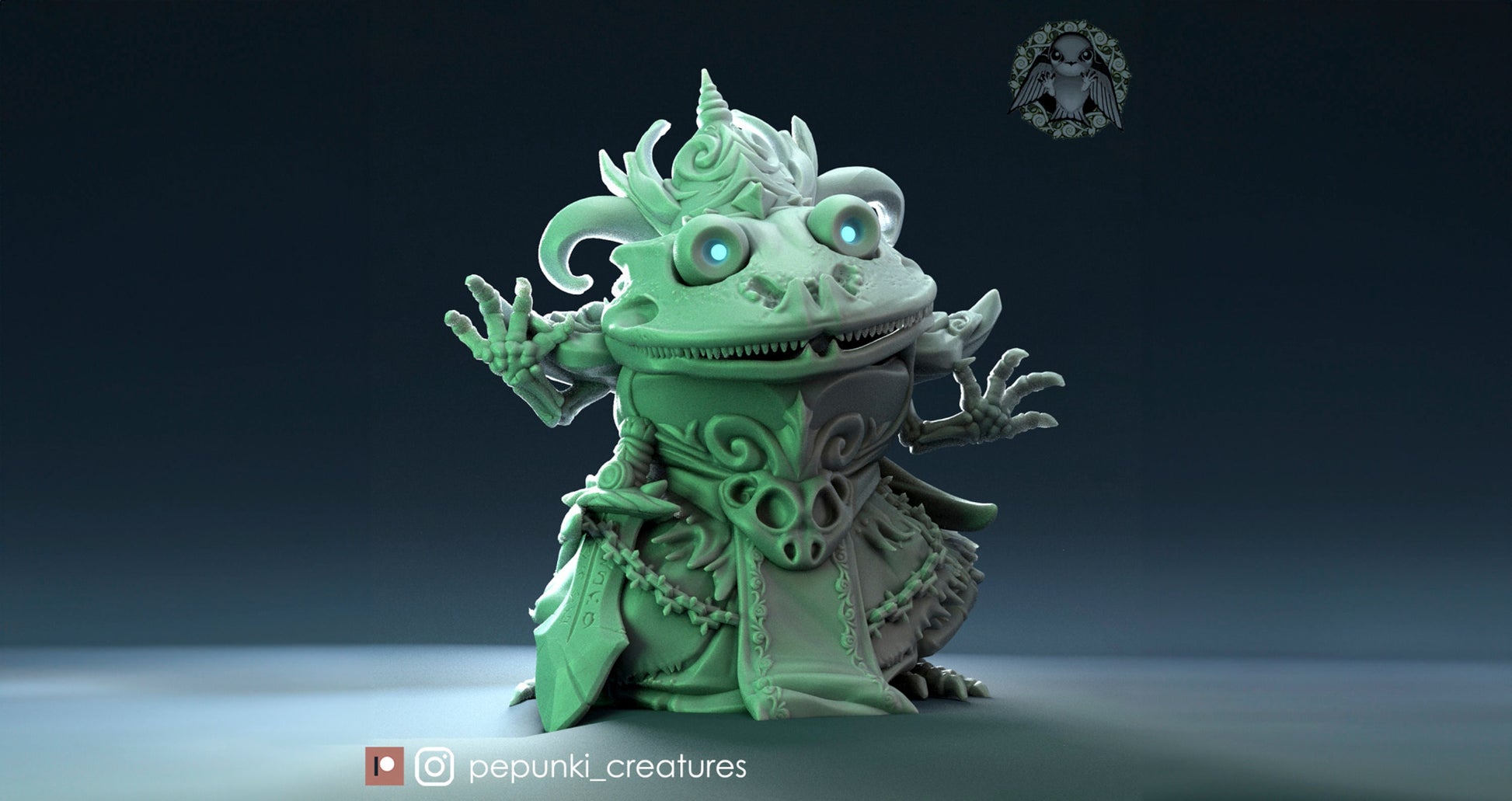 Frog Lich Miniature | Tabletop RPG Miniature | Pepunki Creatures | Roleplaying 3D Printed Fantasy Mini - 3DPrintDen