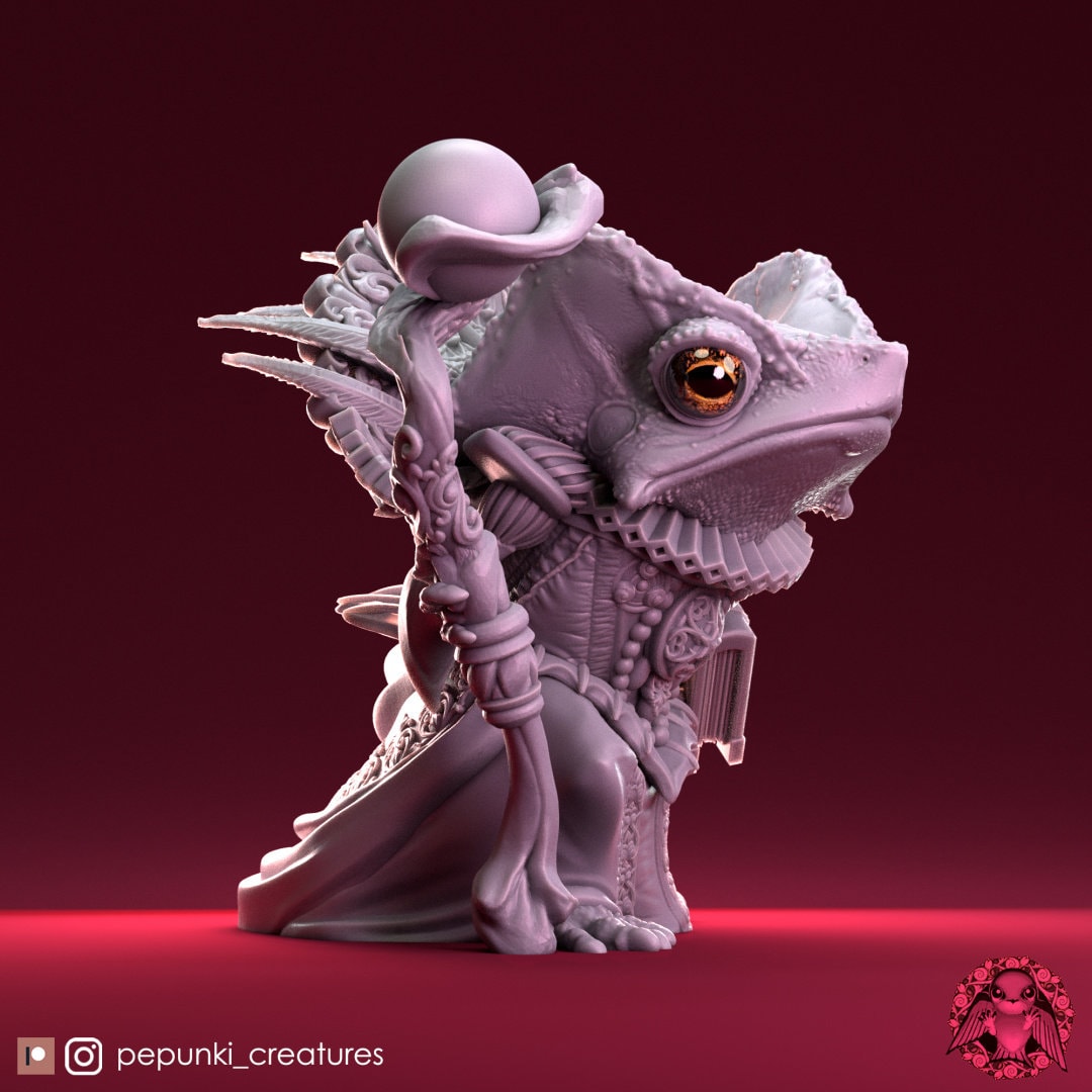 Toad Headmistress Miniature | Tabletop RPG Miniature | Pepunki Creatures | Roleplaying 3D Printed Fantasy Mini - 3DPrintDen