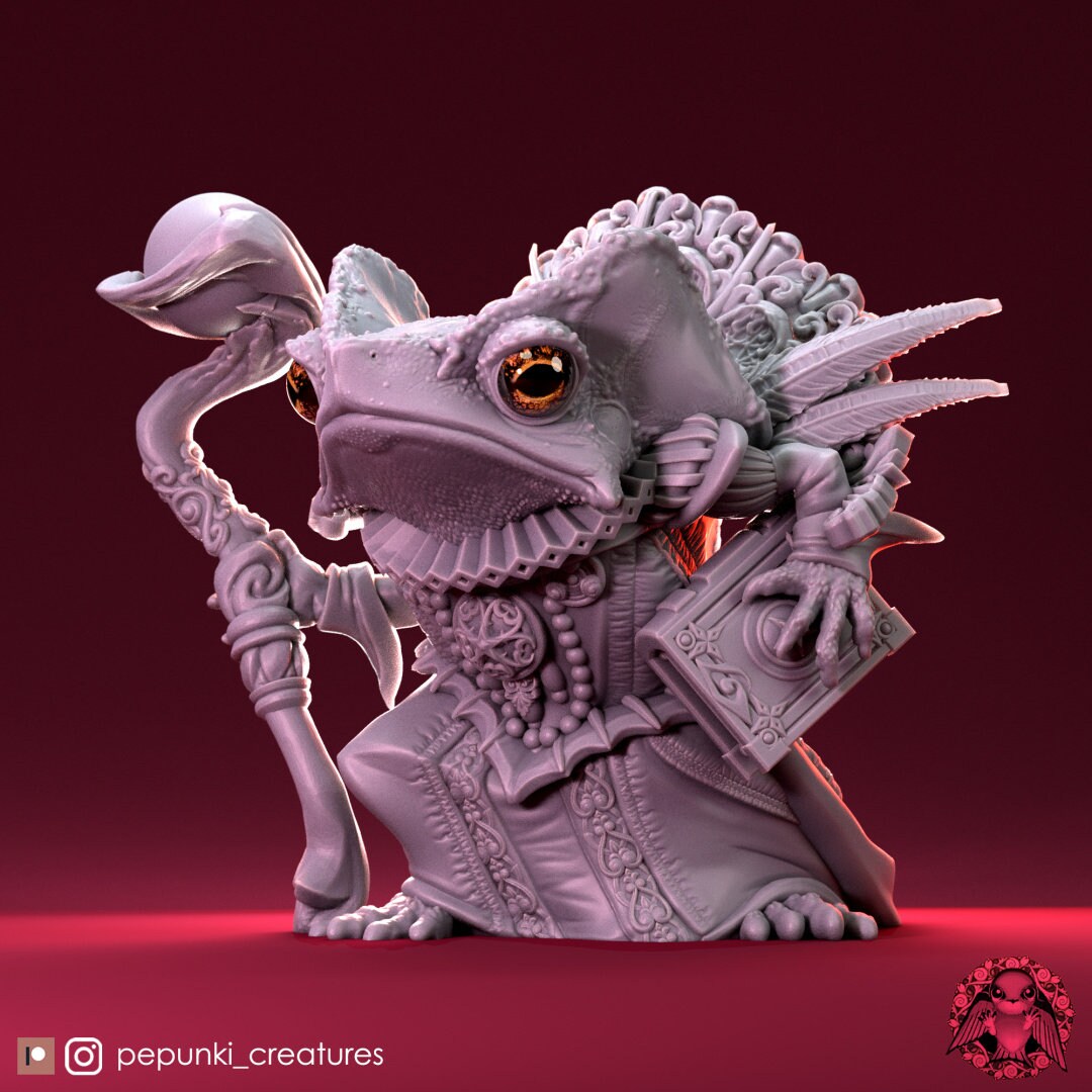 Toad Headmistress Miniature | Tabletop RPG Miniature | Pepunki Creatures | Roleplaying 3D Printed Fantasy Mini - 3DPrintDen