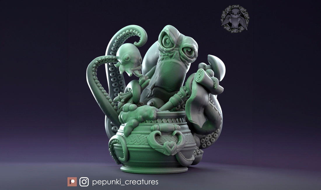 Octopus Miniature | Tabletop RPG Miniature | Pepunki Creatures | Roleplaying 3D Printed Fantasy Mini - 3DPrintDen