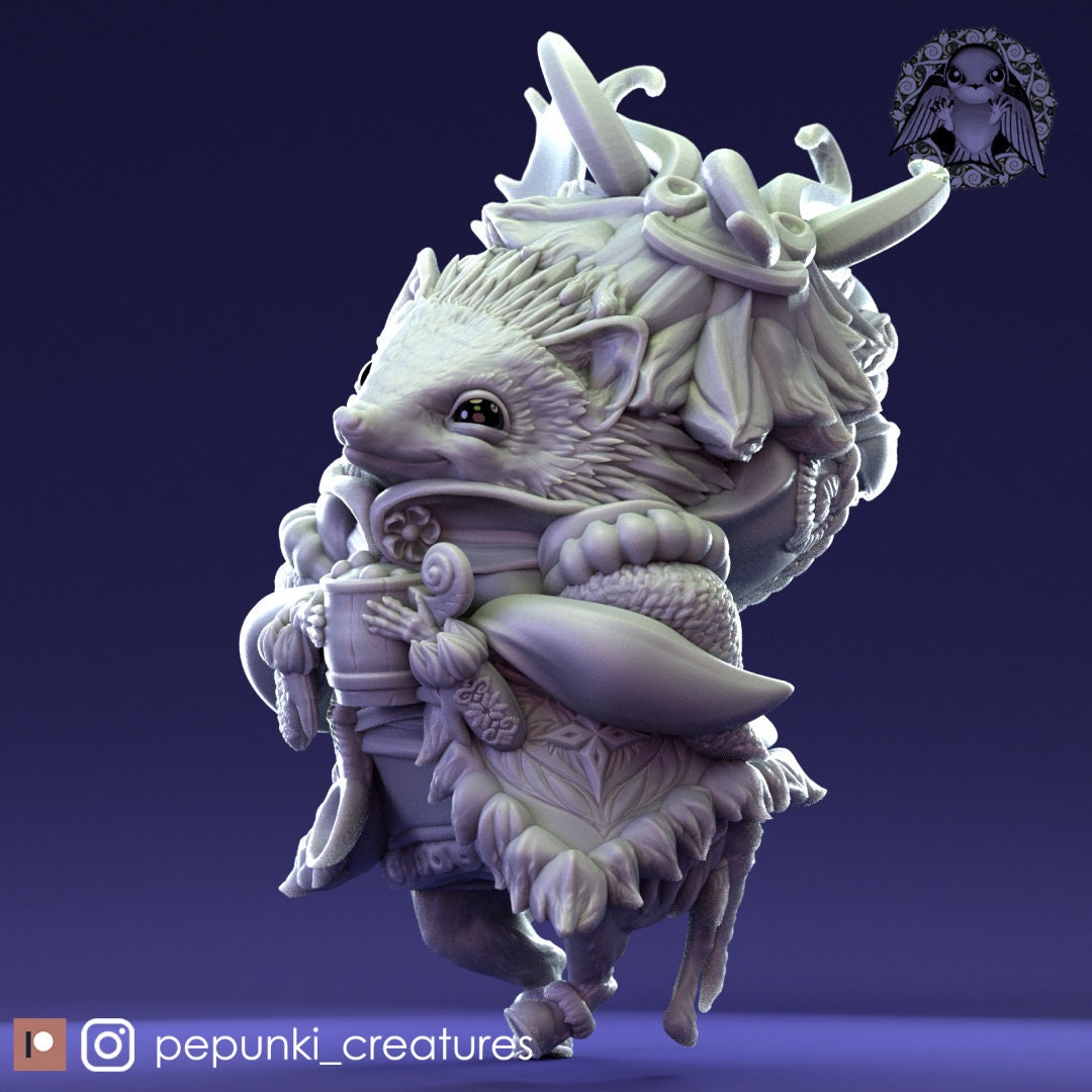 Hedgehog Miniature | Tabletop RPG Miniature | Pepunki Creatures | Roleplaying 3D Printed Fantasy Mini - 3DPrintDen