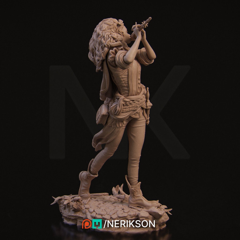 Female Bard Miniature, Inithia | Tabletop RPG Miniature | Nerikson | Roleplaying 3D Printed Fantasy Mini - 3DPrintDen