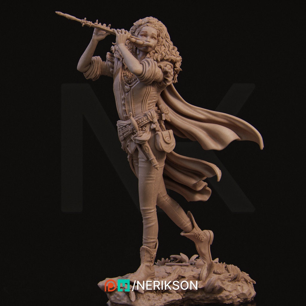 Female Bard Miniature, Inithia | Tabletop RPG Miniature | Nerikson | Roleplaying 3D Printed Fantasy Mini - 3DPrintDen