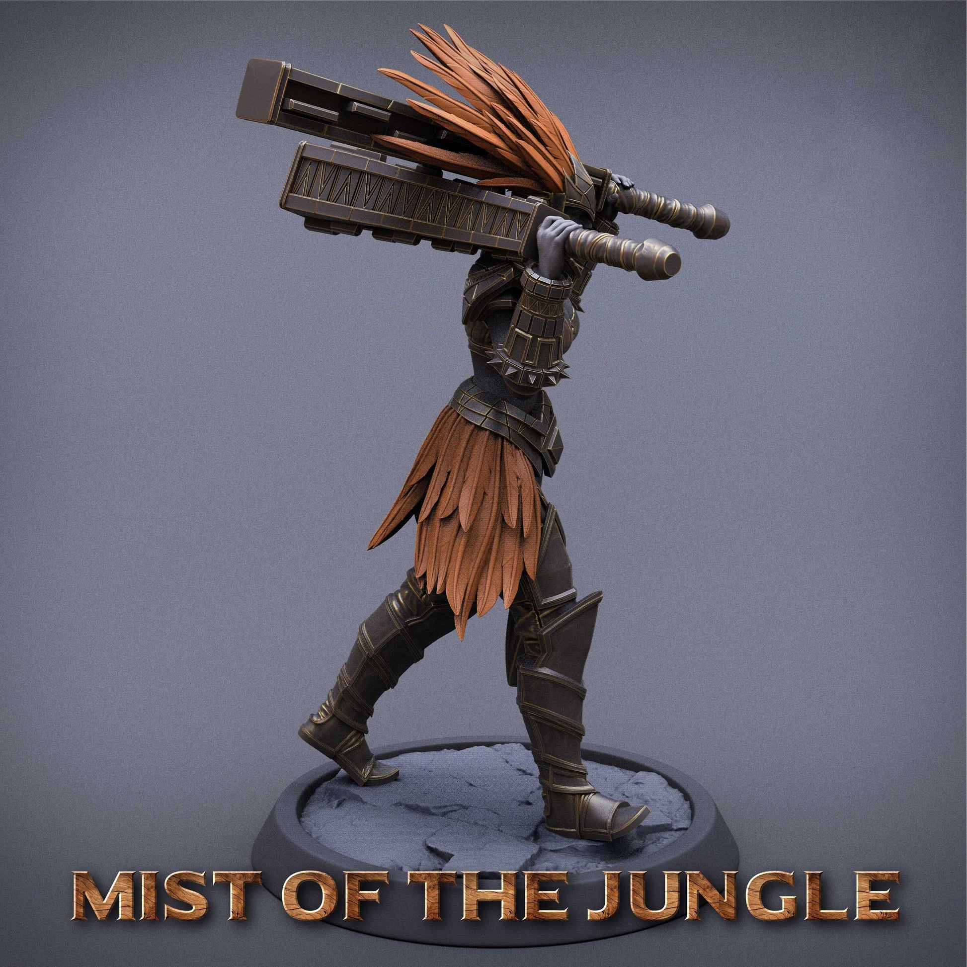 Heavy Amazon Warrior Mace Miniature | Tabletop RPG Miniature | Rescale Miniature | Roleplaying 3D Printed Fantasy Mini - 3DPrintDen