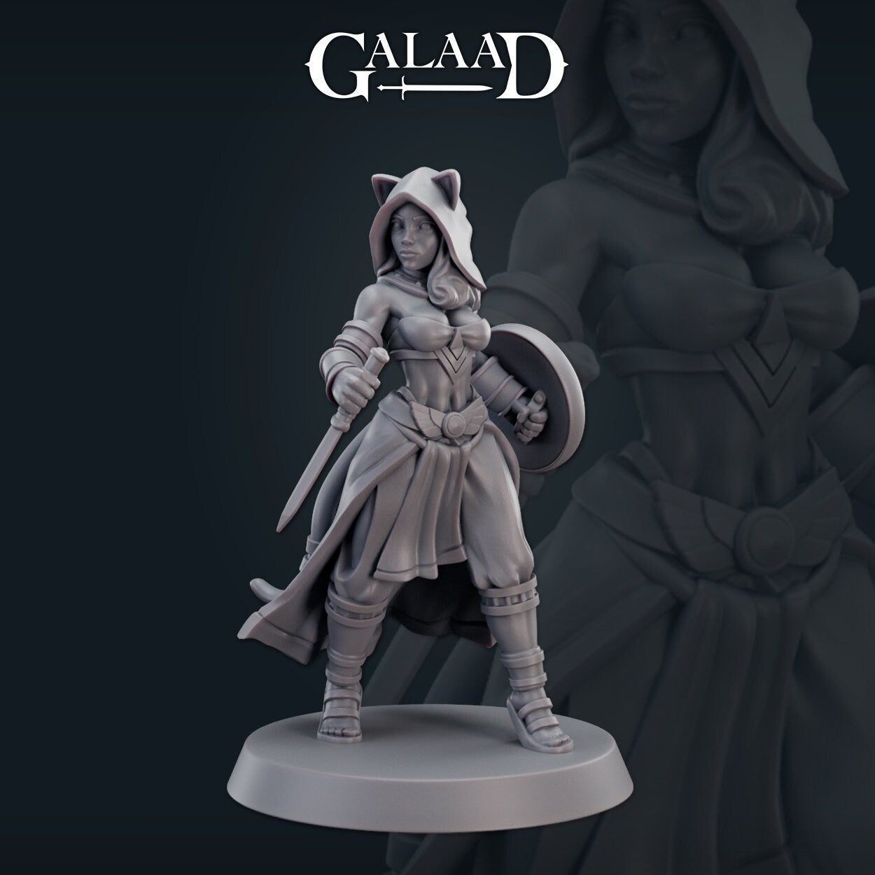 Female Leonin Miniature | Tabletop RPG Miniature | Galaad Miniatures | Roleplaying 3D Printed Fantasy Mini - 3DPrintDen