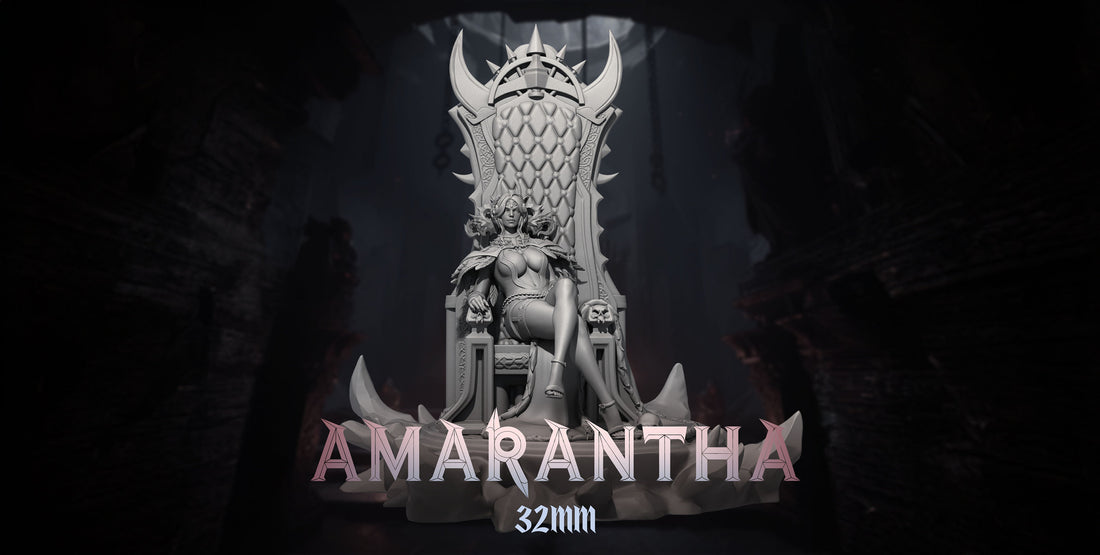 Queen Miniature, Amarantha | Tabletop RPG Miniature | Dungeons and Maidens | Roleplaying 3D Printed Fantasy Mini - 3DPrintDen