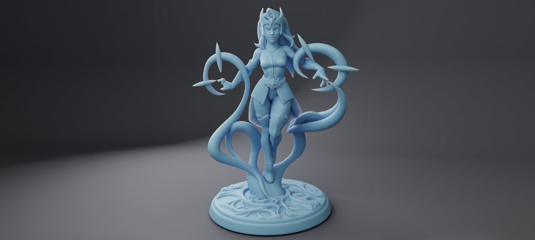 Sorceress Miniature, Azure Weave | Twin Goddess Miniatures | Tabletop RPG Miniature | Roleplaying 3D Printed Fantasy Mini - 3DPrintDen