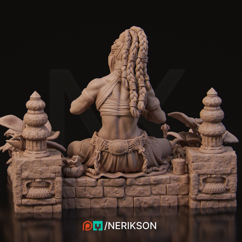 Female Monk Miniature, Jingwei | Tabletop RPG Miniature | Nerikson | Roleplaying 3D Printed Fantasy Mini - 3DPrintDen