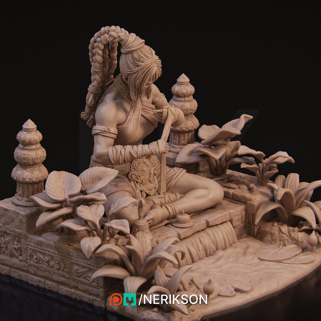 Female Monk Miniature, Jingwei | Tabletop RPG Miniature | Nerikson | Roleplaying 3D Printed Fantasy Mini - 3DPrintDen