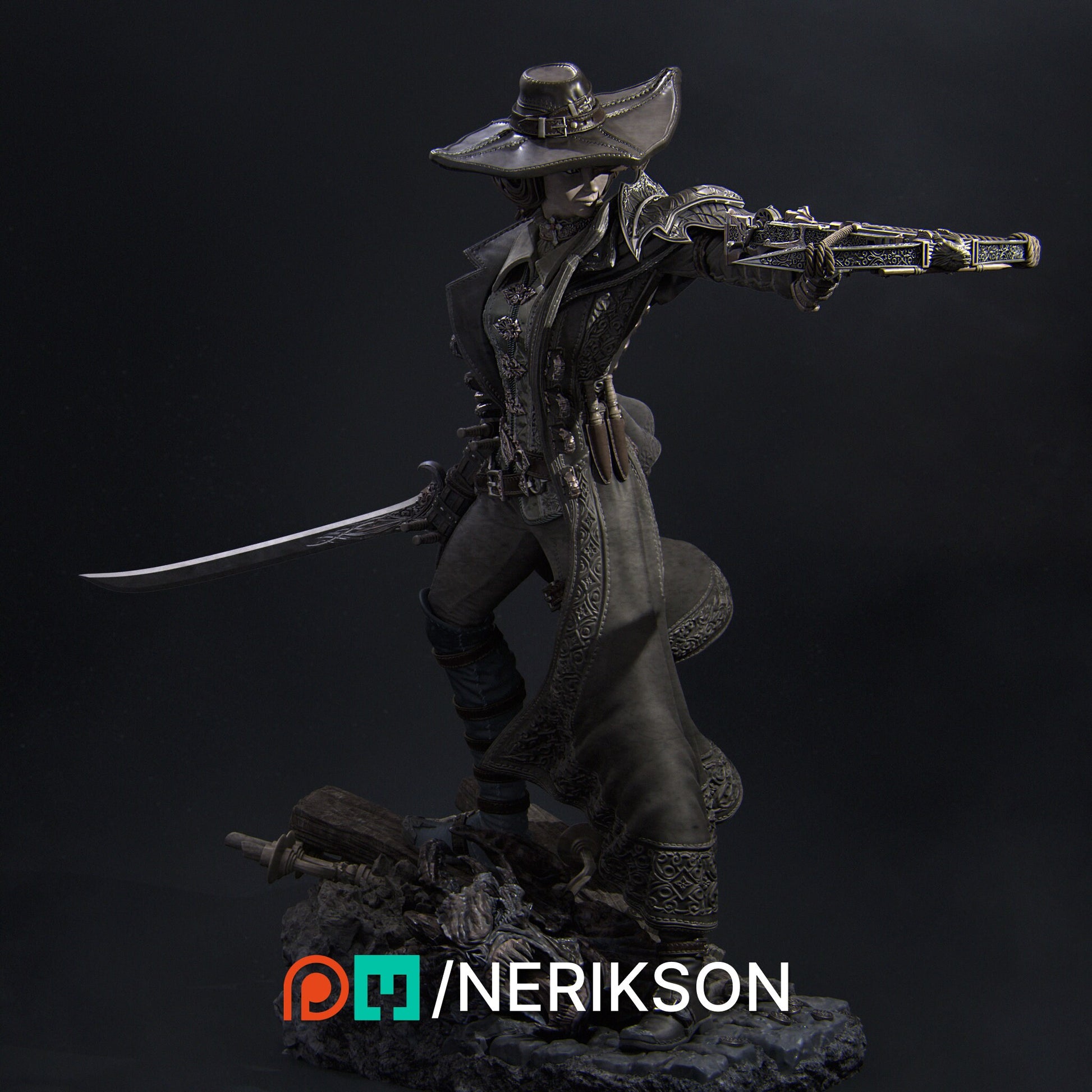 Female Demon Hunter Miniature, Valeria | Tabletop RPG Miniature | Nerikson | Roleplaying 3D Printed Fantasy Mini - 3DPrintDen