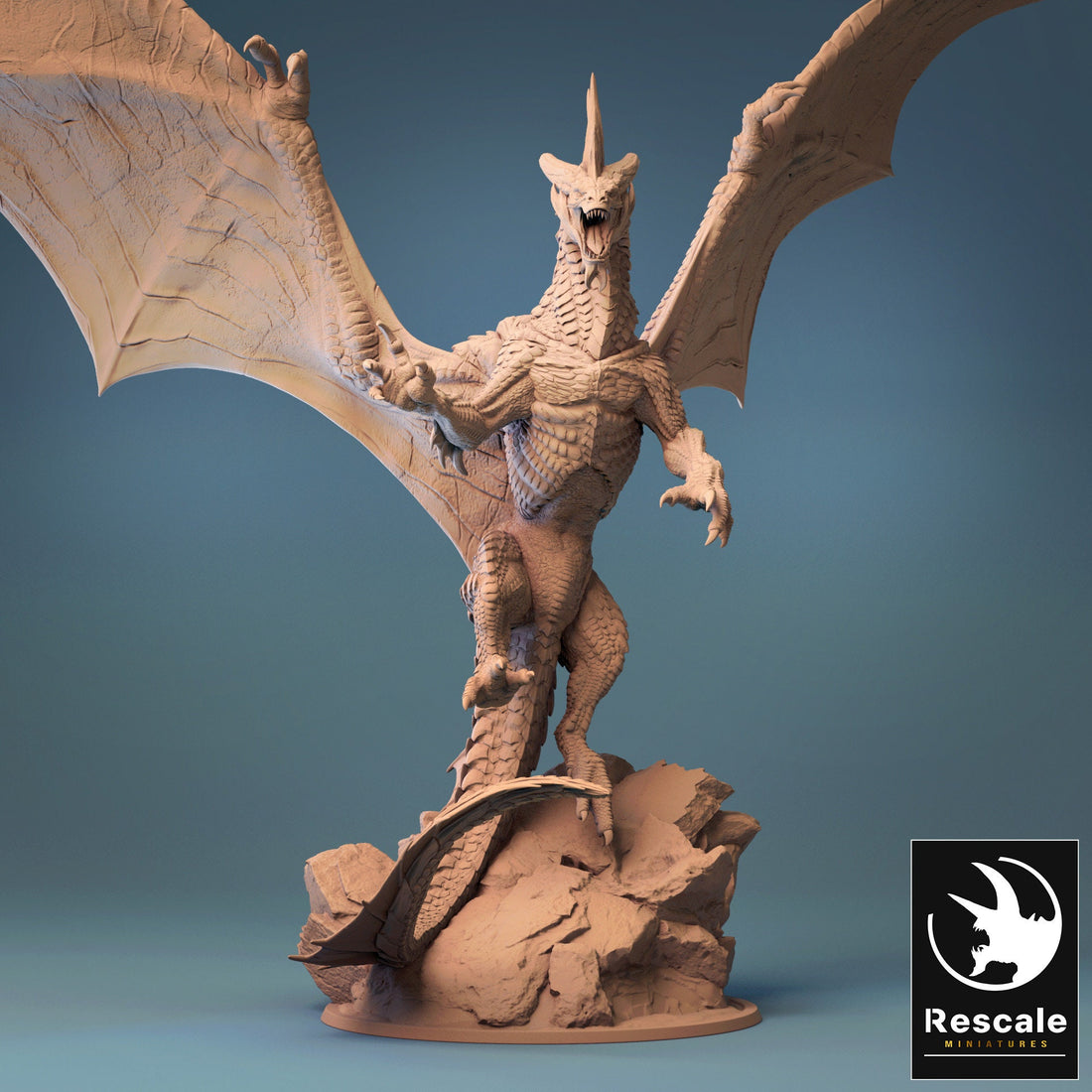 Silver Dragon Miniature | Tabletop RPG Miniature | Rescale Miniature | Roleplaying 3D Printed Fantasy Mini - 3DPrintDen