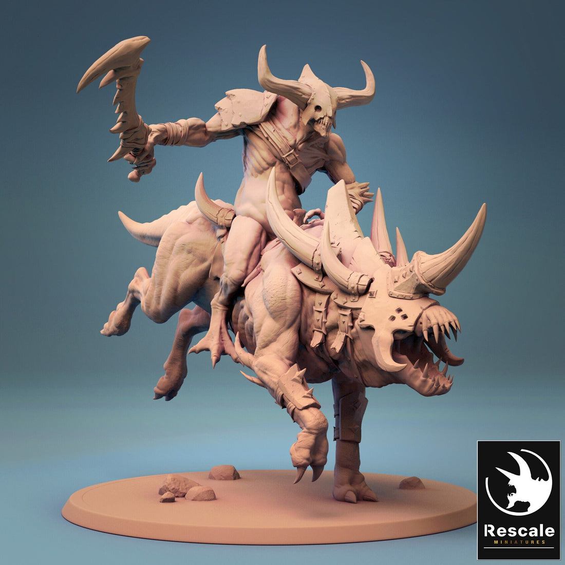 Mounted Marauder Miniature | Tabletop RPG Miniature | Rescale Miniature | Roleplaying 3D Printed Fantasy Mini - 3DPrintDen