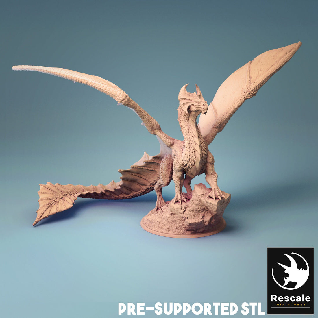 Brass Dragon Miniature | Tabletop RPG Miniature | Rescale Miniature | Roleplaying 3D Printed Fantasy Mini - 3DPrintDen