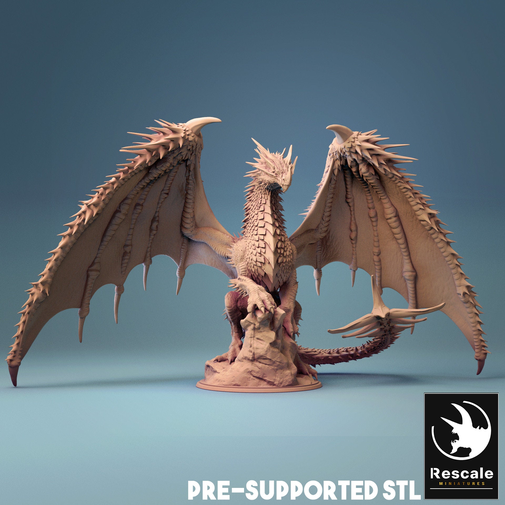 Ancient Red Dragon Miniature | Tabletop RPG Miniature | Rescale Miniature | Roleplaying 3D Printed Fantasy Mini - 3DPrintDen