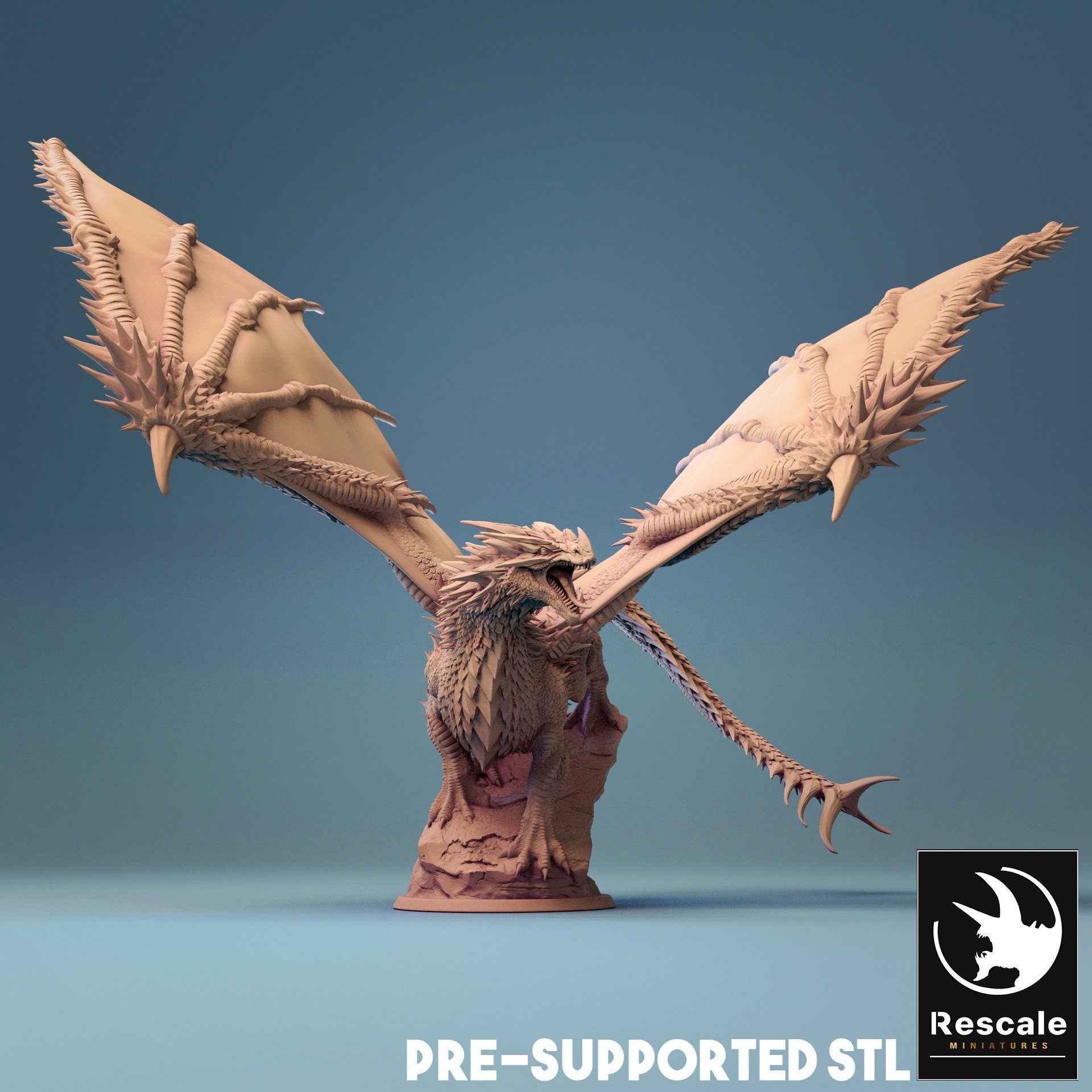 Young Red Dragon Miniature | Tabletop RPG Miniature | Rescale Miniature | Roleplaying 3D Printed Fantasy Mini - 3DPrintDen