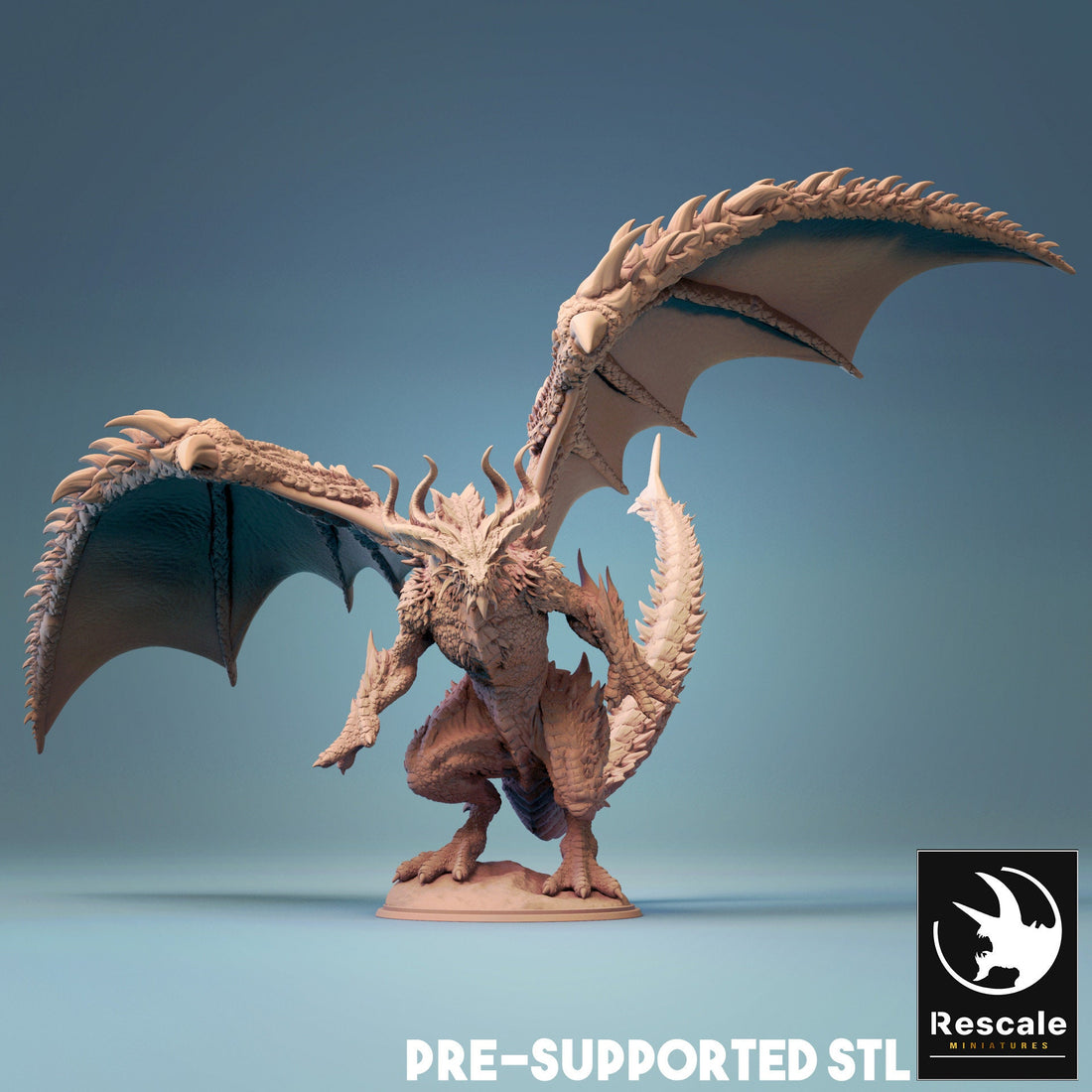 Bahamut Dragon Miniature | Tabletop RPG Miniature | Rescale Miniature | Roleplaying 3D Printed Fantasy Mini - 3DPrintDen