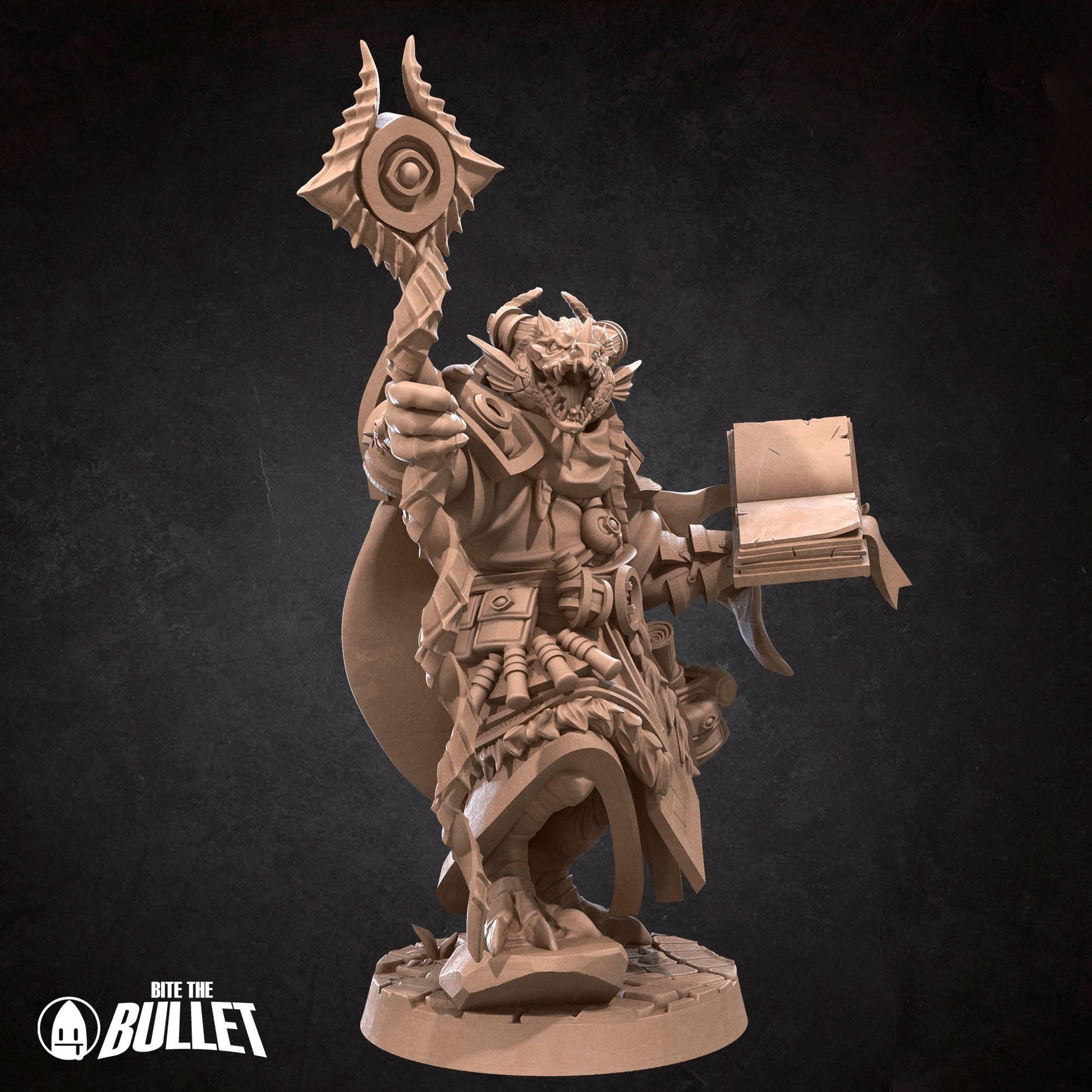 Dragonborn Sorcerer Miniature | Tabletop RPG Miniature | Bite the Bullet | Roleplaying 3D Printed Fantasy Mini - 3DPrintDen