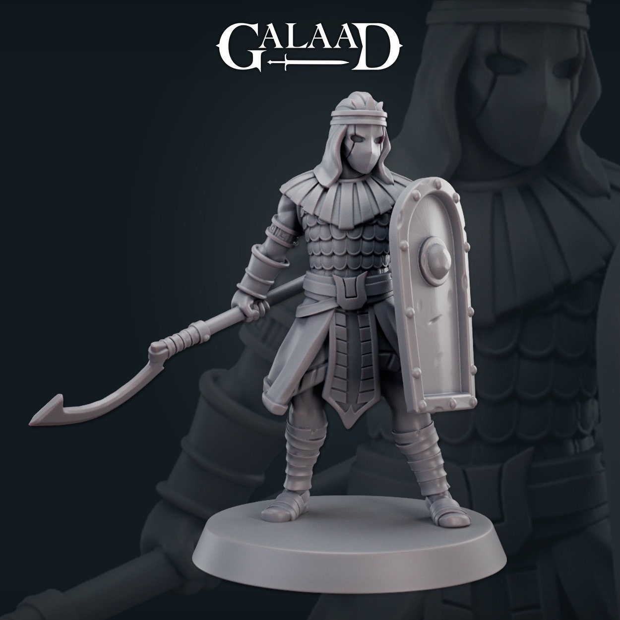 Masked Fighter Miniature | Tabletop RPG Miniature | Galaad Miniatures | Roleplaying 3D Printed Fantasy Mini - 3DPrintDen