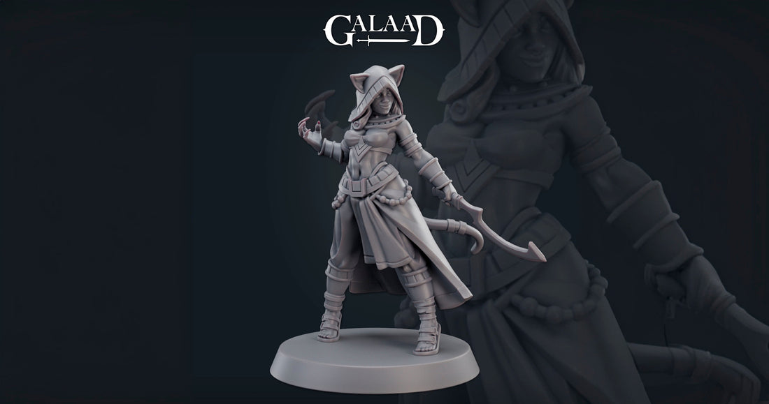 Female Leonin Miniature | Tabletop RPG Miniature | Galaad Miniatures | Roleplaying 3D Printed Fantasy Mini - 3DPrintDen